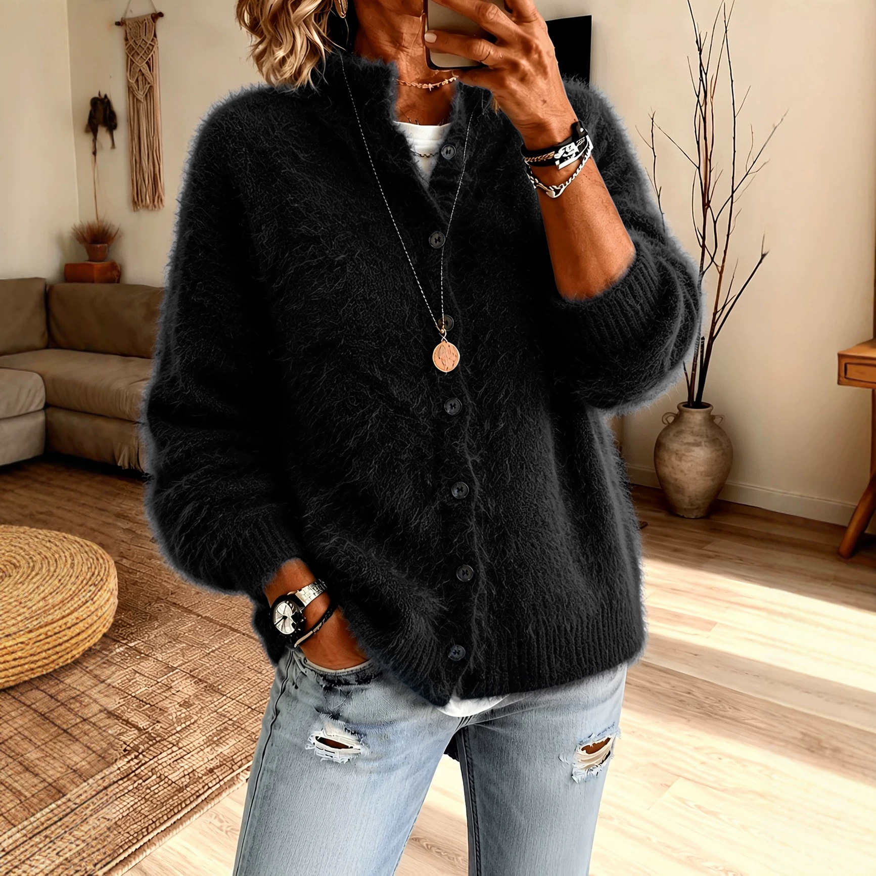 Retro Floral Lace Turtleneck Sweater Coat, New For Fallwinter
