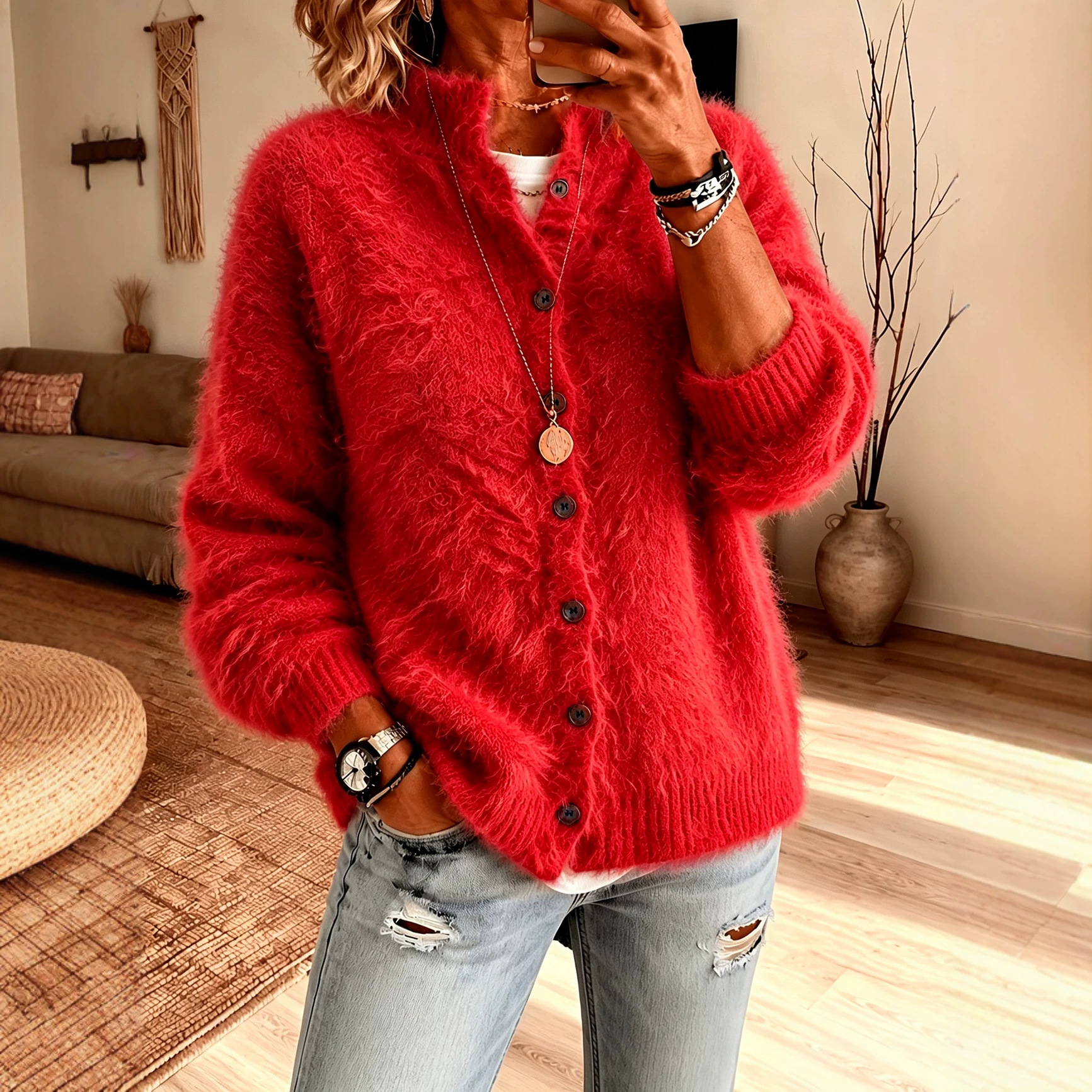 Retro Floral Lace Turtleneck Sweater Coat, New For Fallwinter