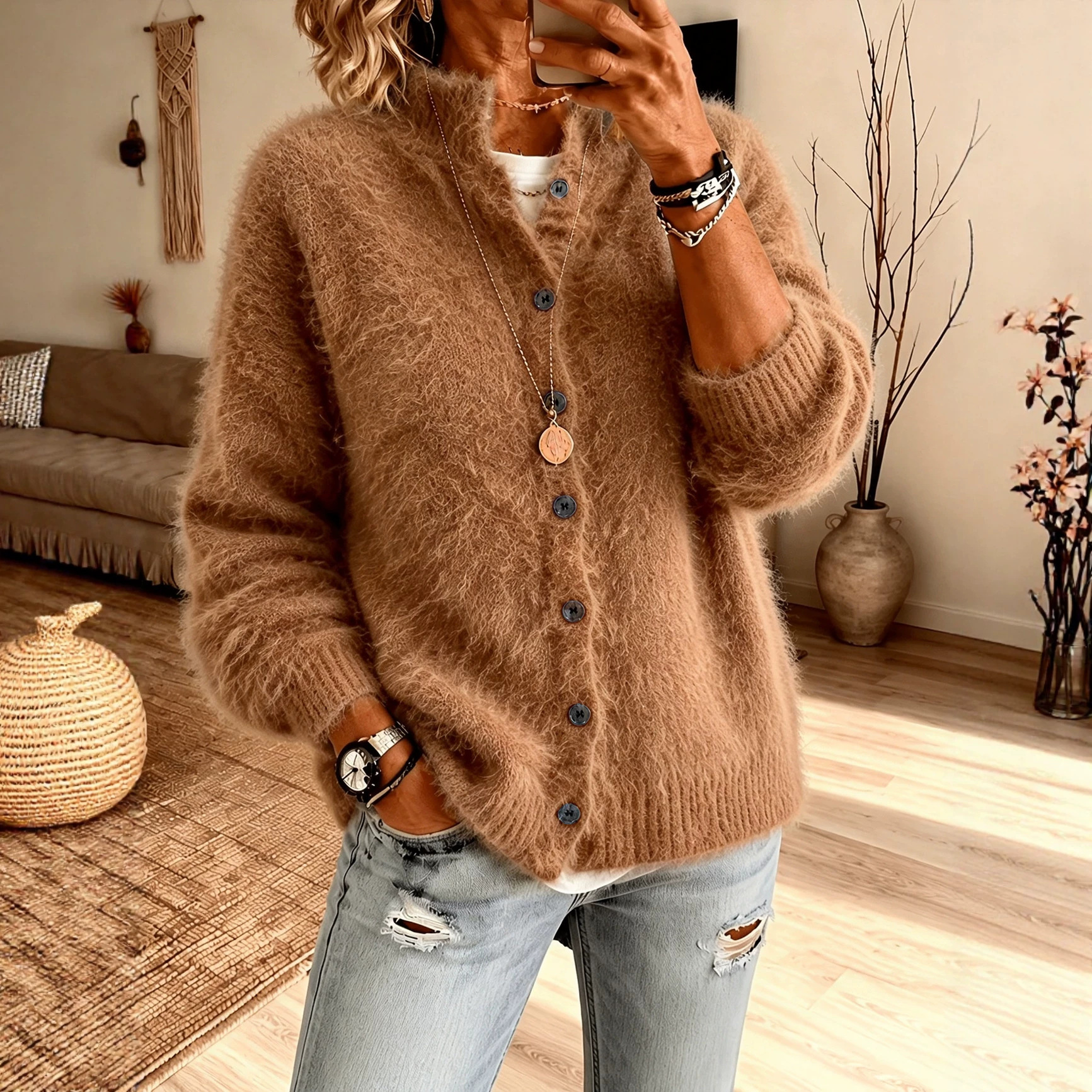Retro Floral Lace Turtleneck Sweater Coat, New For Fallwinter