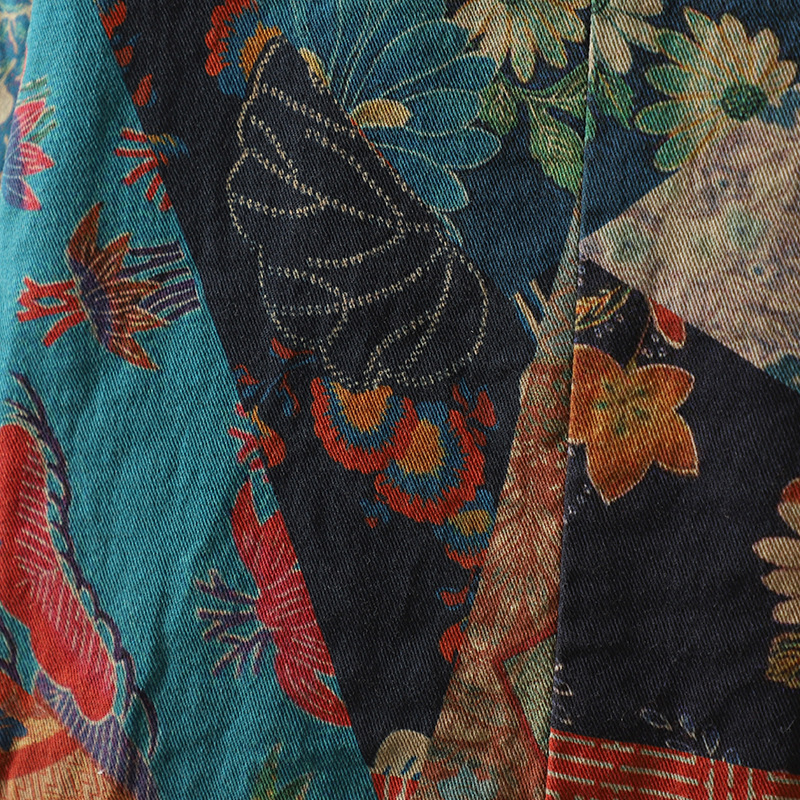 Retro Printed Coat Autumn And Winter Artistic Cotton Cardigan