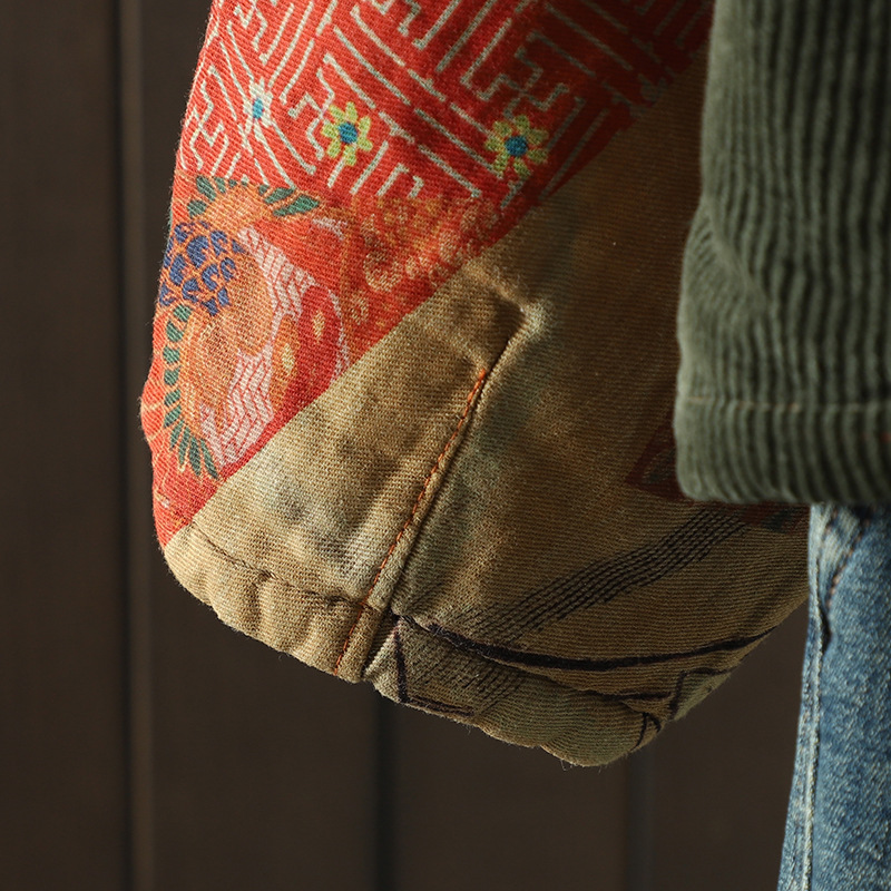 Retro Printed Coat Autumn And Winter Artistic Cotton Cardigan