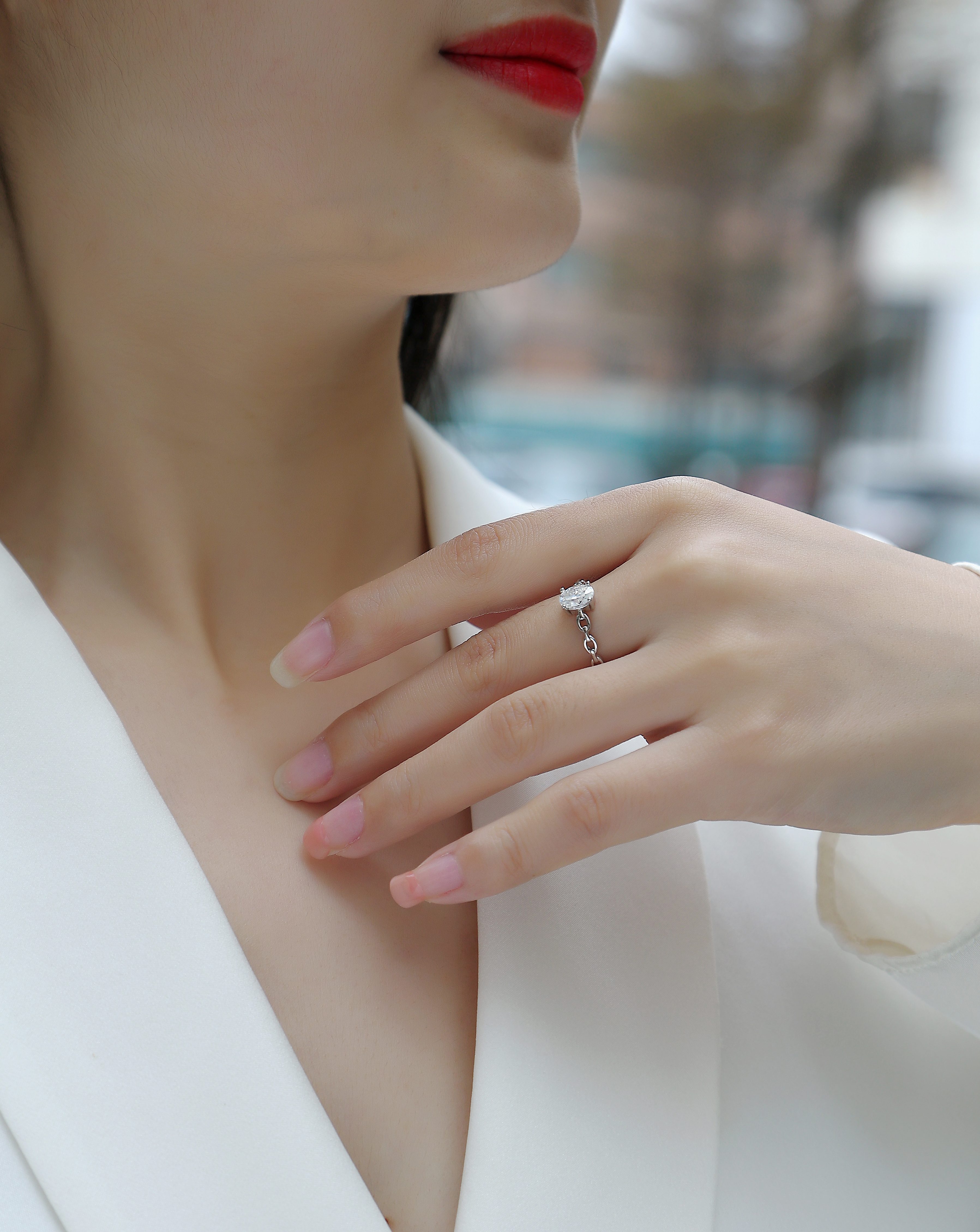 Rose - Set With Top-quality Moissanite, Silver And Platinum-plated Diamond Wedding Ring.