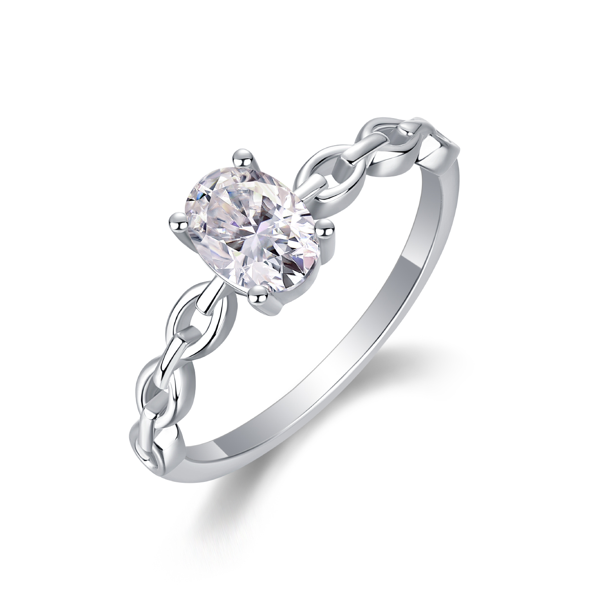 Rose - Set With Top-quality Moissanite, Silver And Platinum-plated Diamond Wedding Ring.
