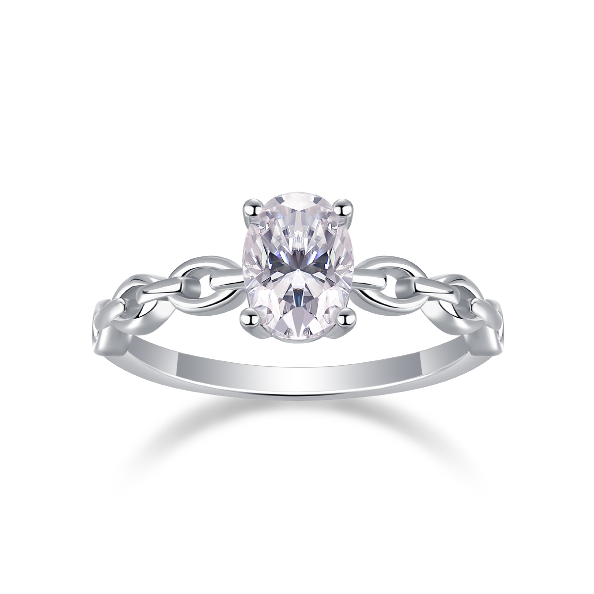 Rose - Set With Top-quality Moissanite, Silver And Platinum-plated Diamond Wedding Ring.