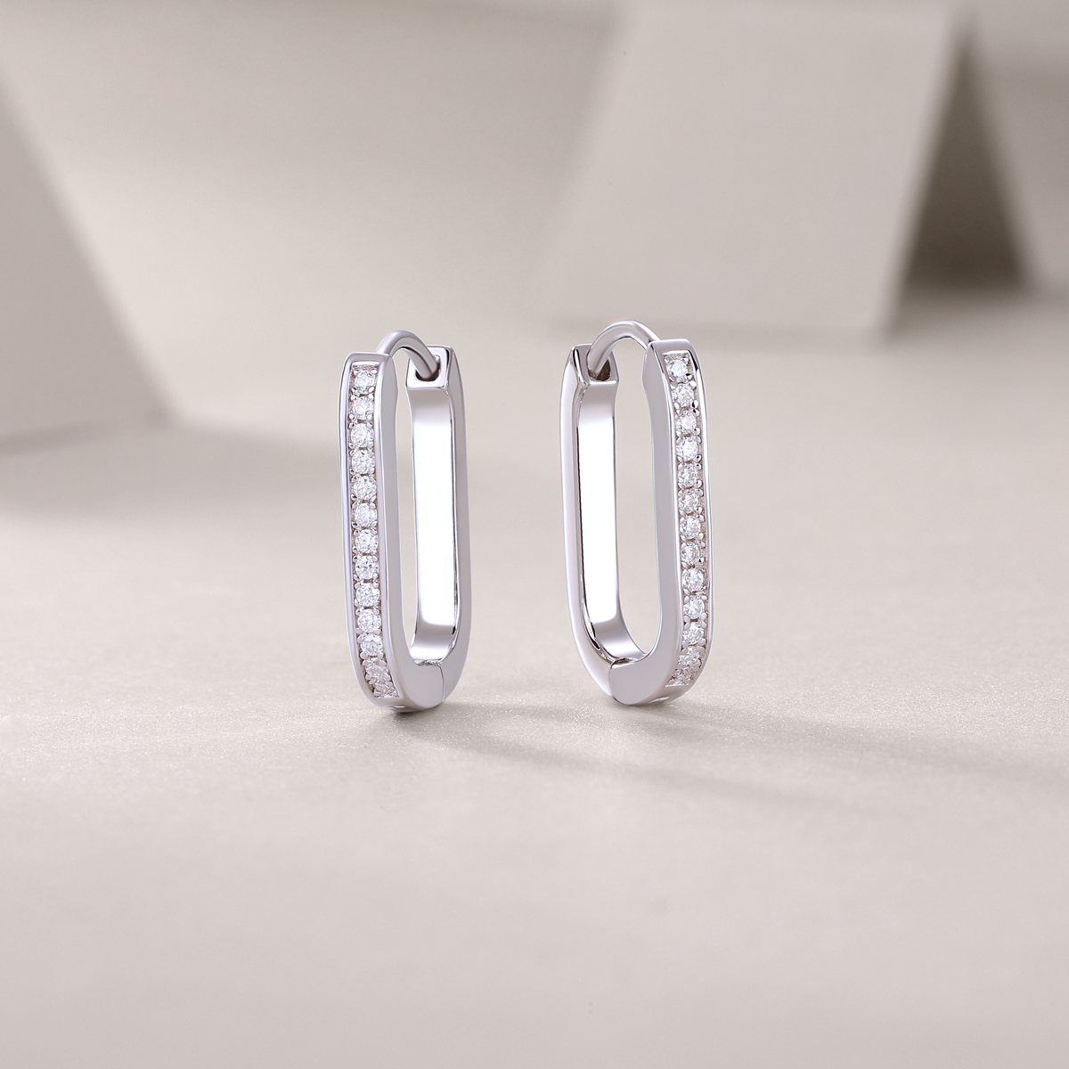 Round Trip - Earrings Set With Top-quality Moissanite Silver And Platinum-plated Stud