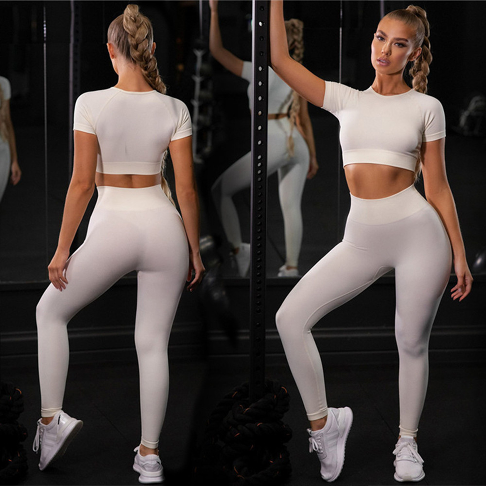 Seamless High Elastic Tight Yoga Suit Suit Women S Solid G2 1793453179208