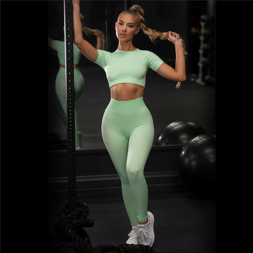 Seamless High Elastic Tight Yoga Suit Suit Women S Solid G3 1793453179404