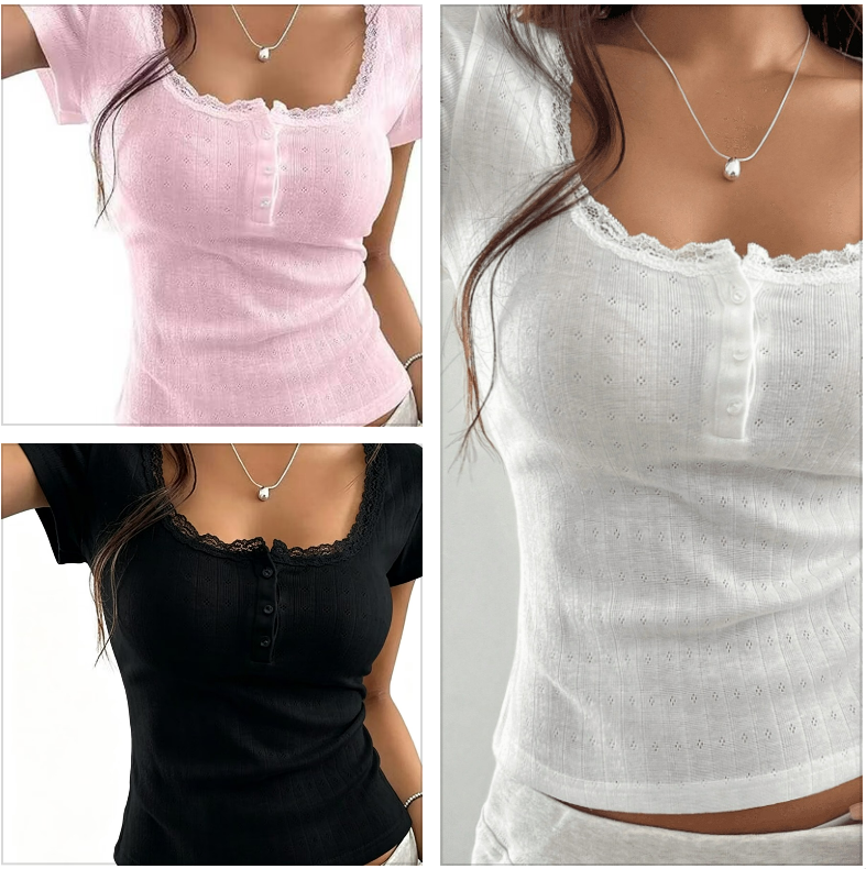 Sexy And Comfortable European And American Style Hollowed-out Lace Slim-fit Solid Color