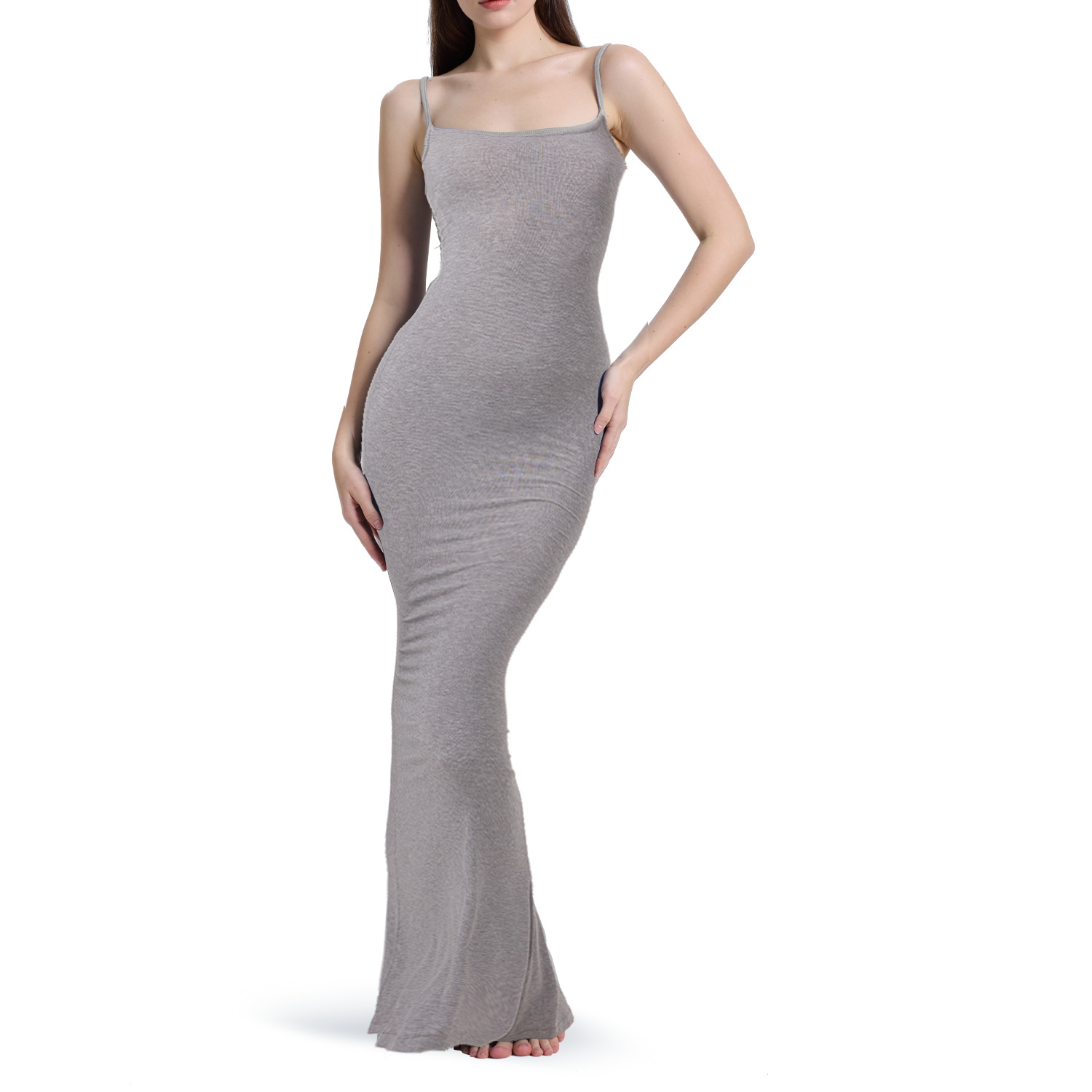مثير عارضة Bodycon ألف خط زلة اللباس أكمام تنورة ماكسي