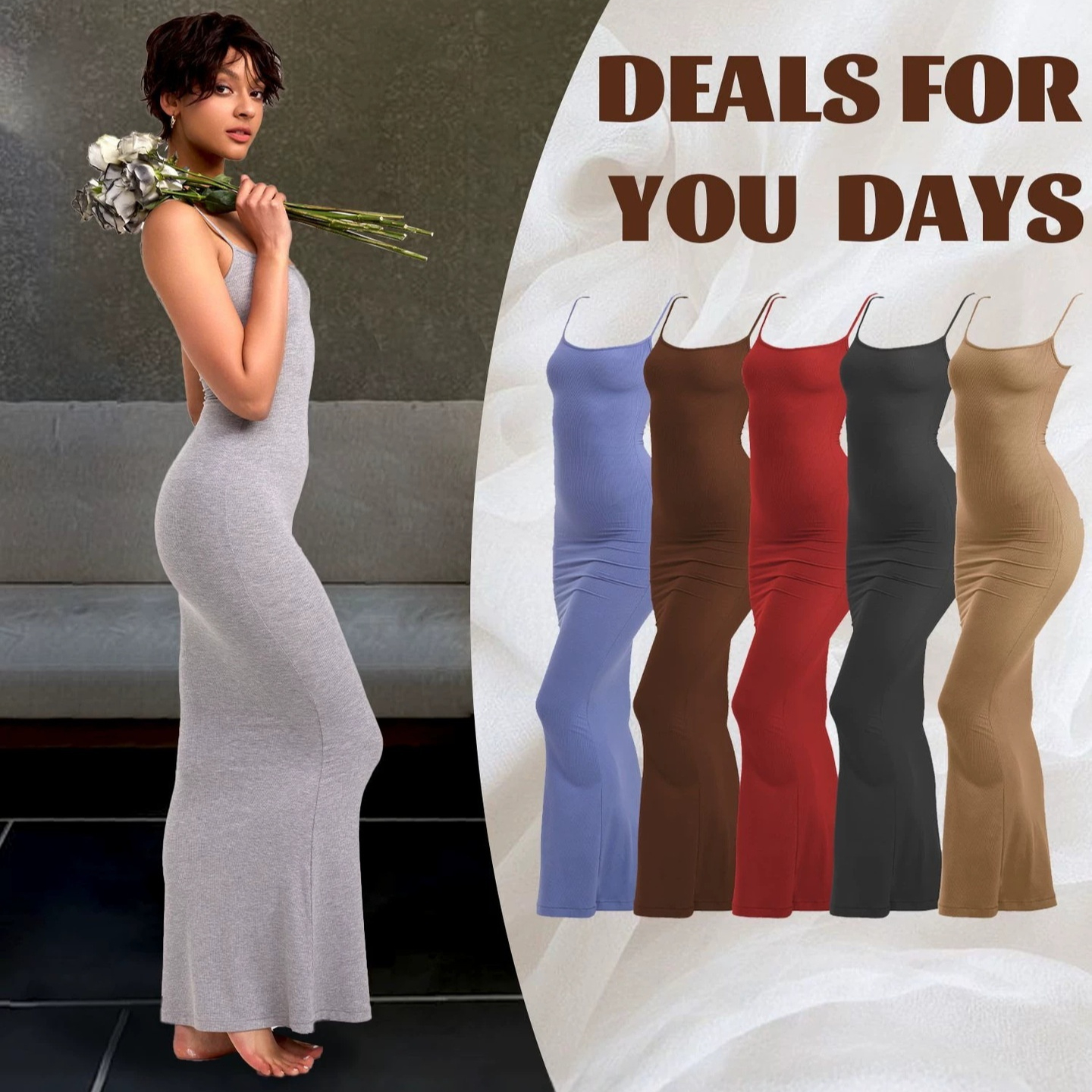 مثير عارضة Bodycon ألف خط زلة اللباس أكمام تنورة ماكسي
