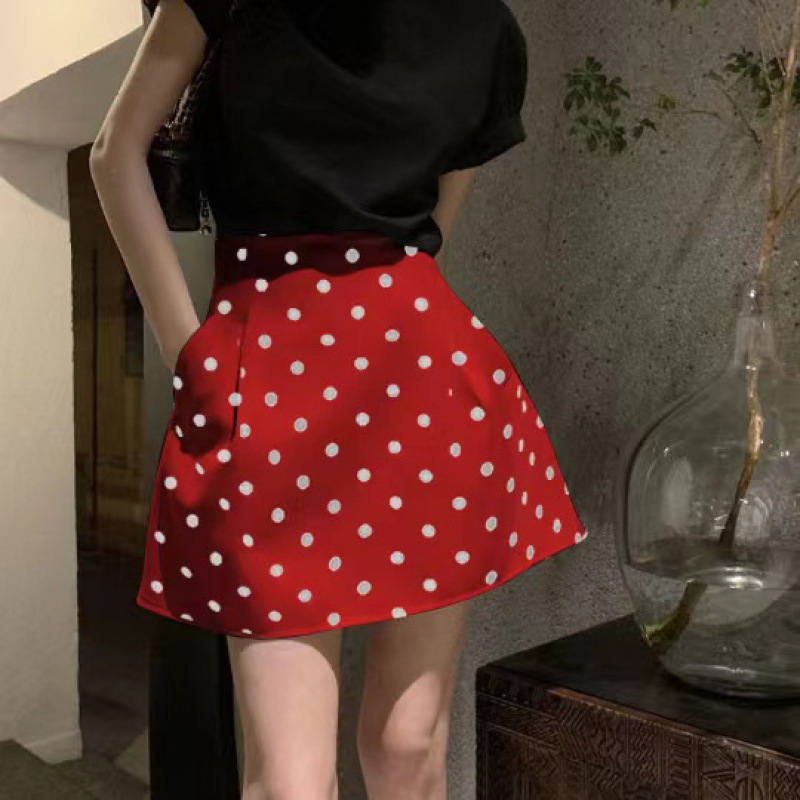 Short High-waisted Umbrella Skirt With Bud-shaped Design
