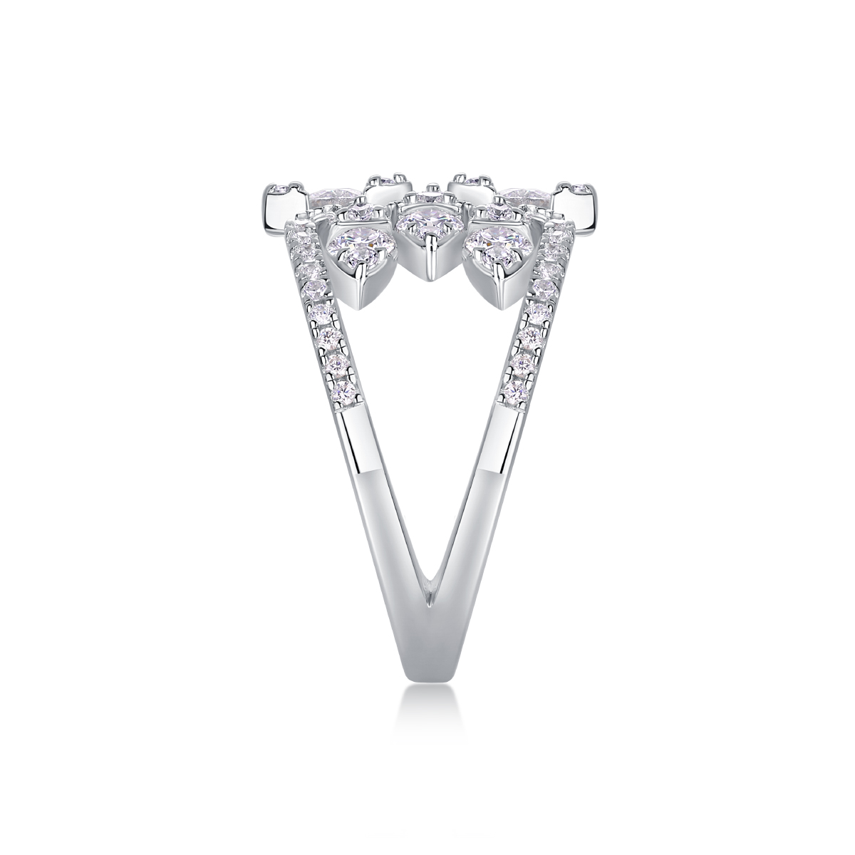 Silent Flower - A Wedding Ring Set With Top-quality Moissanite Silver And Platinum-plated