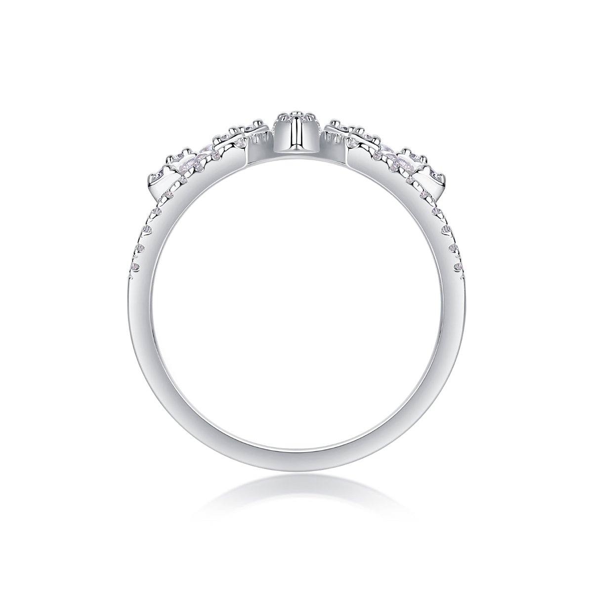 Silent Flower - A Wedding Ring Set With Top-quality Moissanite Silver And Platinum-plated