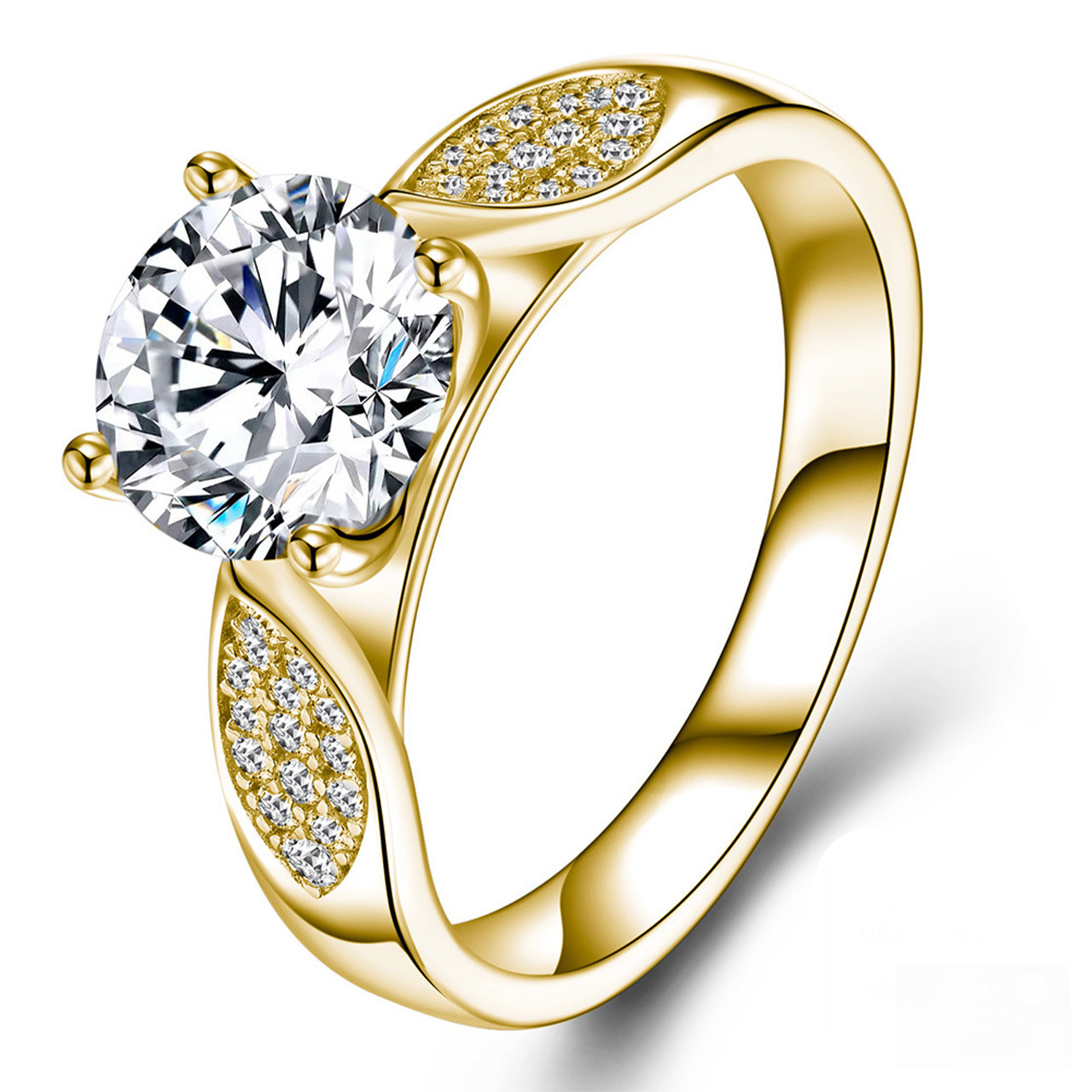Silver 4g Leaf Design Moissanite Ring, 8mm D VVS1 Center, GRA Certified US 5-8