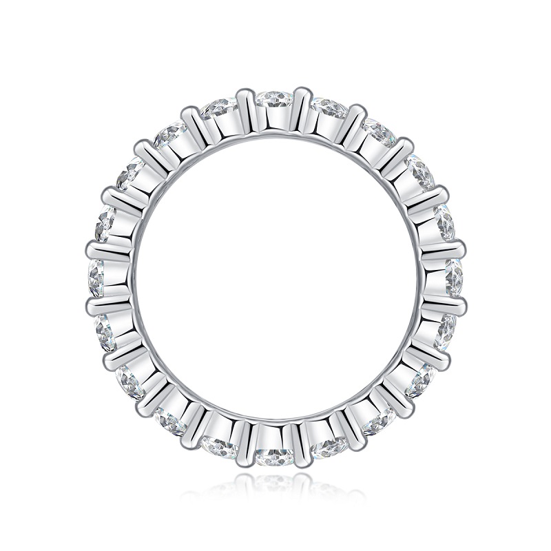 Silver 6.0g Platinum Plated Moissanite Ring, 5x3mm 20pcs D VVS1 Eternity Band, GRA
