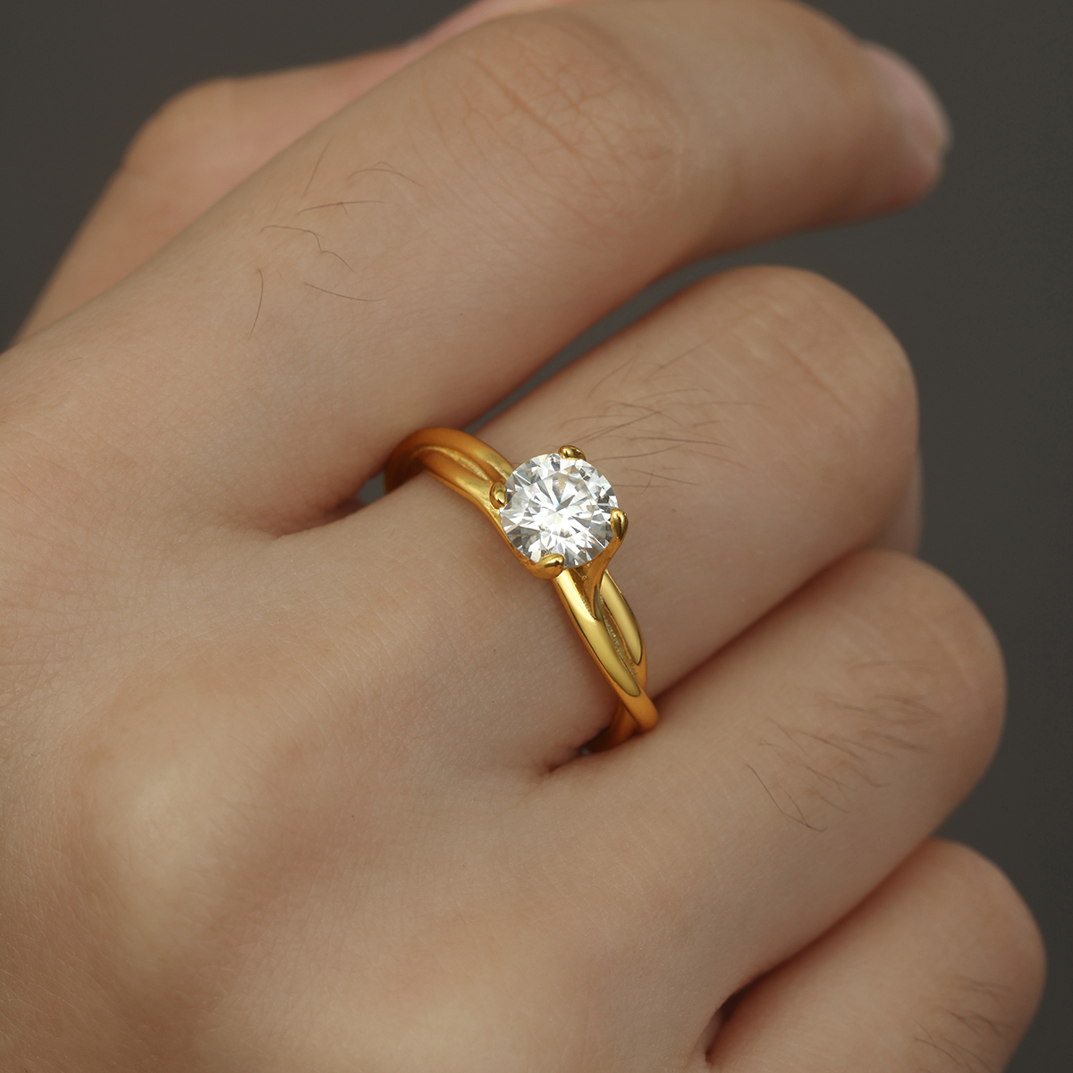 Silver Gold Plated 6.5mm Moissanite Ring Twisted Interlocking Band D Color VVS1 US Size