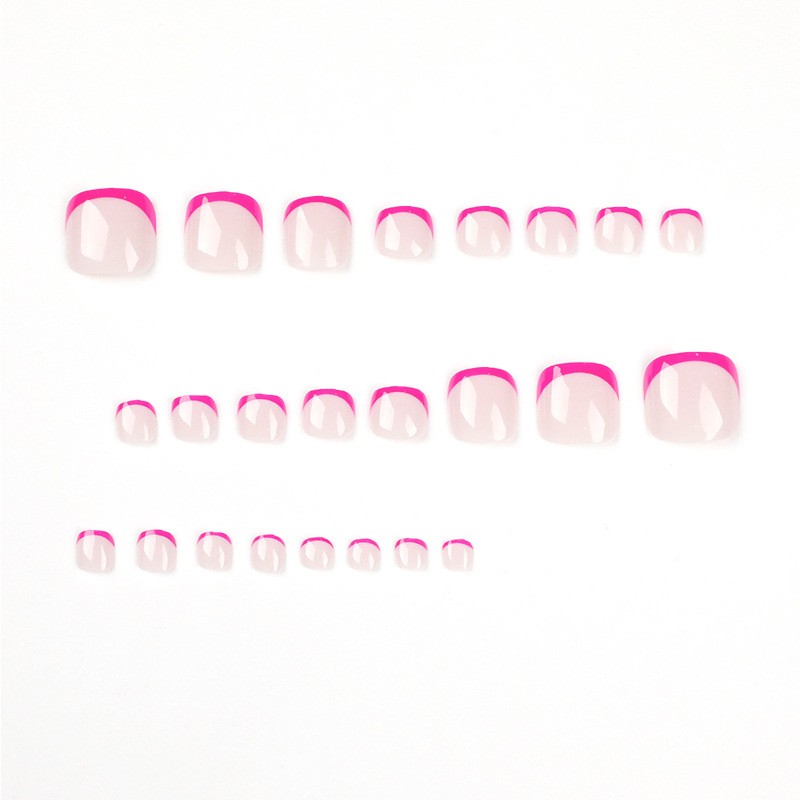 Simple French Rose Red Foot Removable Fake Nails