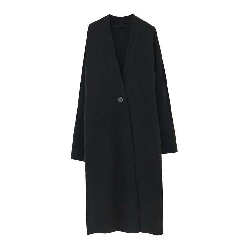 Simple One-button Knitted Loose-fitting Long Sweater Cardigan Coat