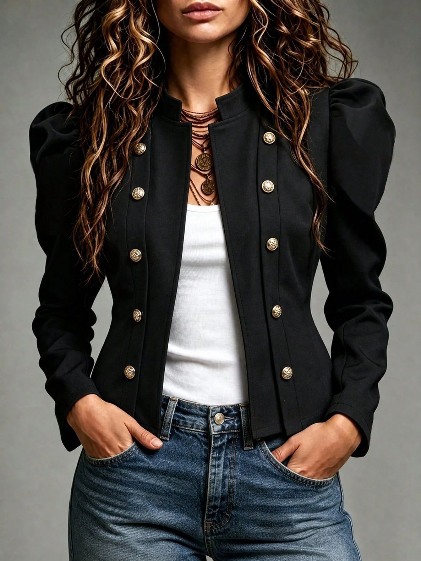 Small Suit, Versatile Winter Jacket, Slimming Effect, Women's Double-breasted Jacket