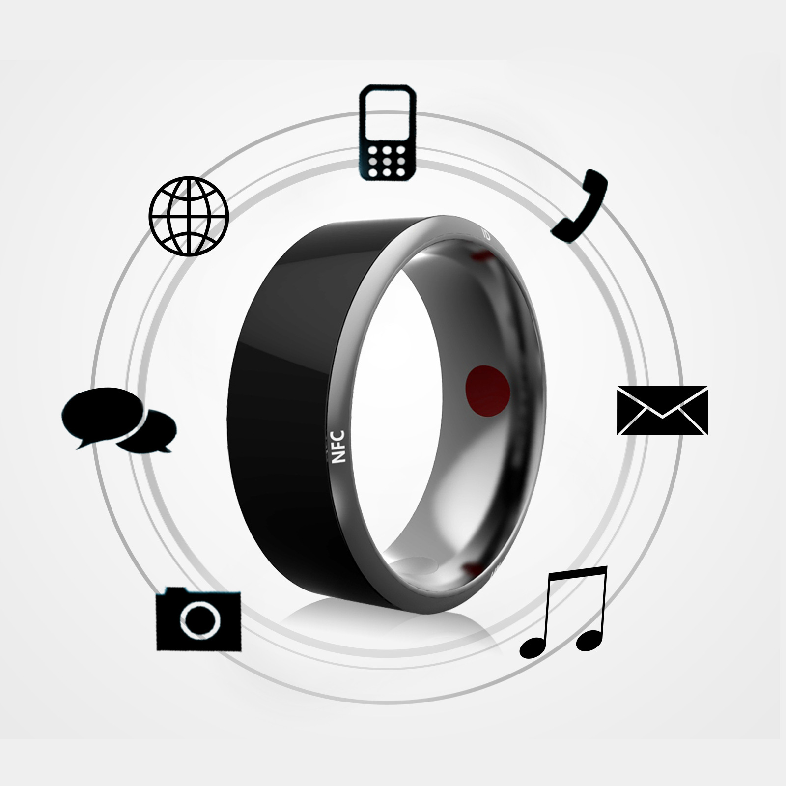 Tragbares Smart-Ring-Gerät, multifunktional, Schwarz, Hightech