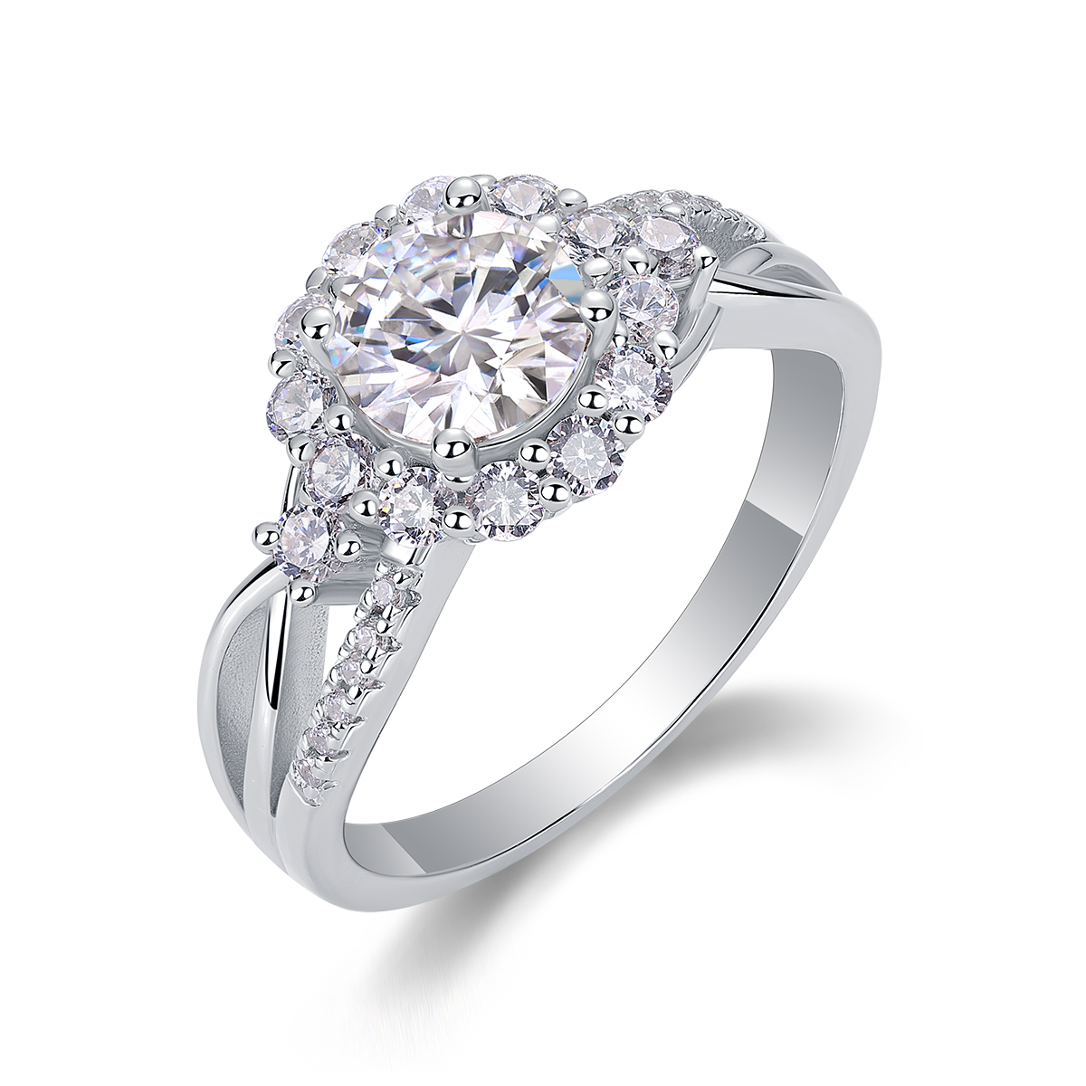 Snow Lotus - Set With 2-carat Top-quality Moissanite Silver And Gold-plated Diamond