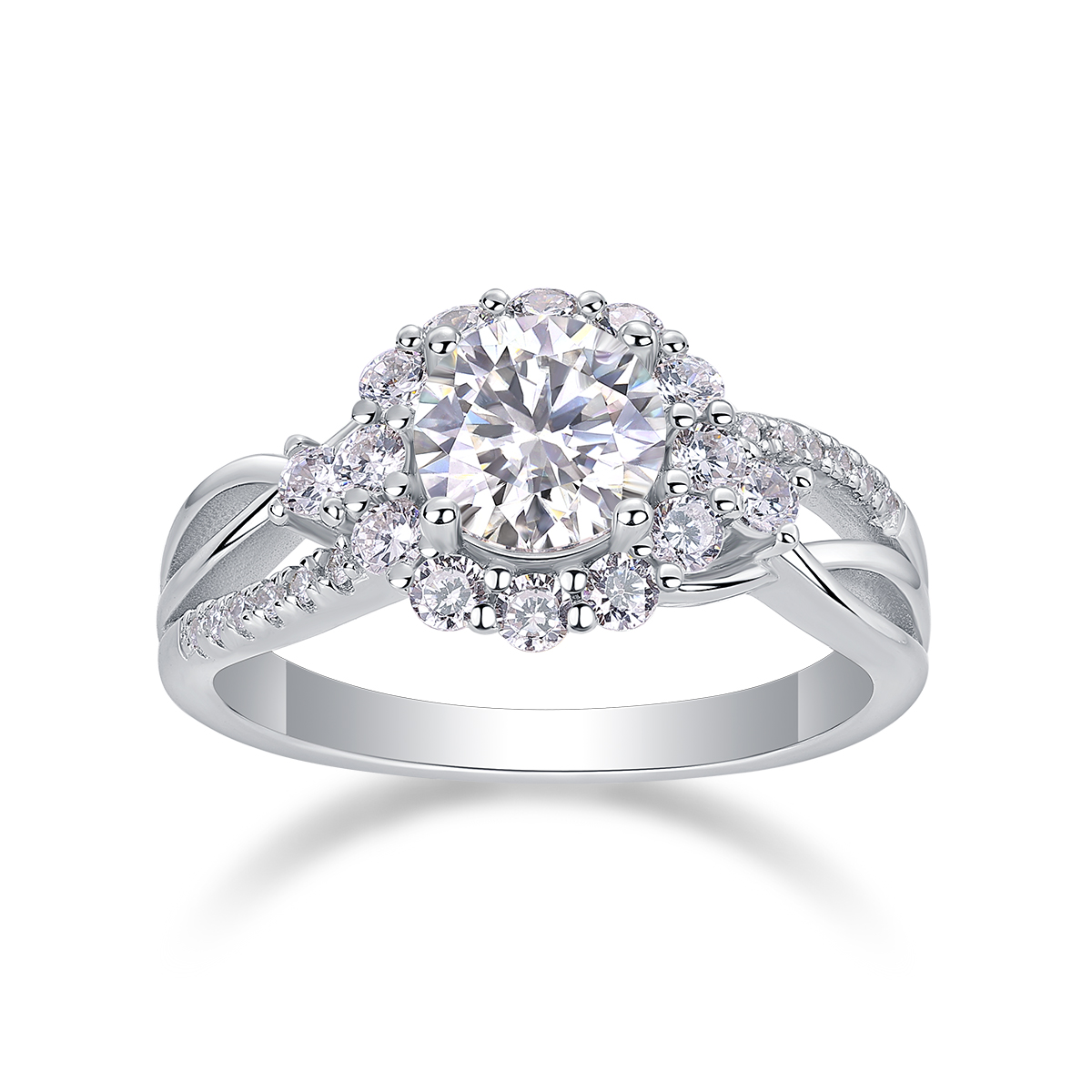 Snow Lotus - Set With 2-carat Top-quality Moissanite Silver And Gold-plated Diamond