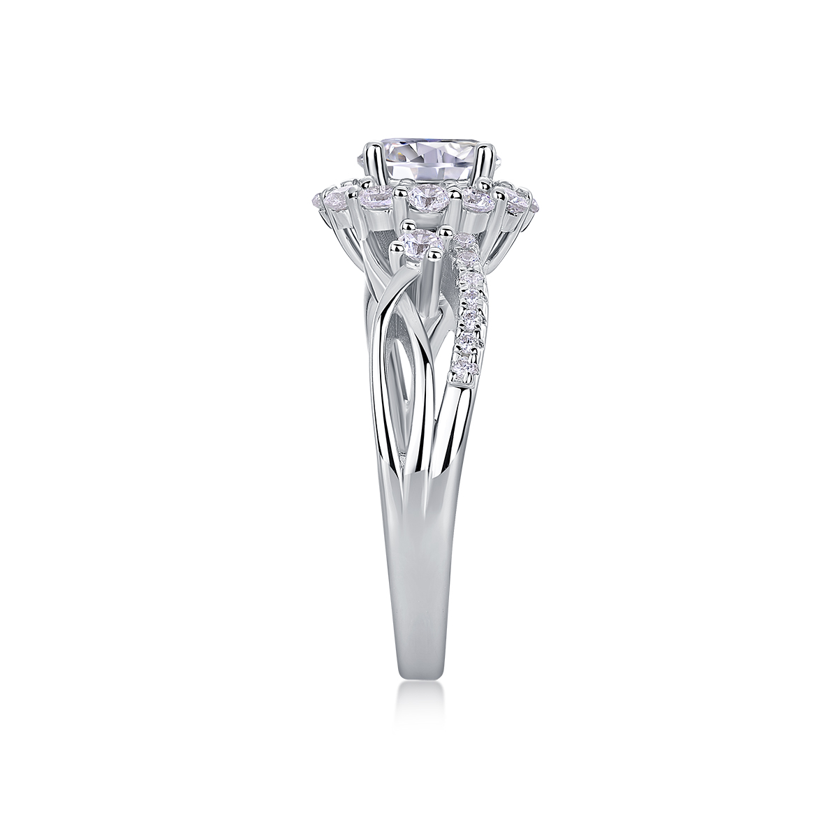 Snow Lotus - Set With 2-carat Top-quality Moissanite Silver And Gold-plated Diamond