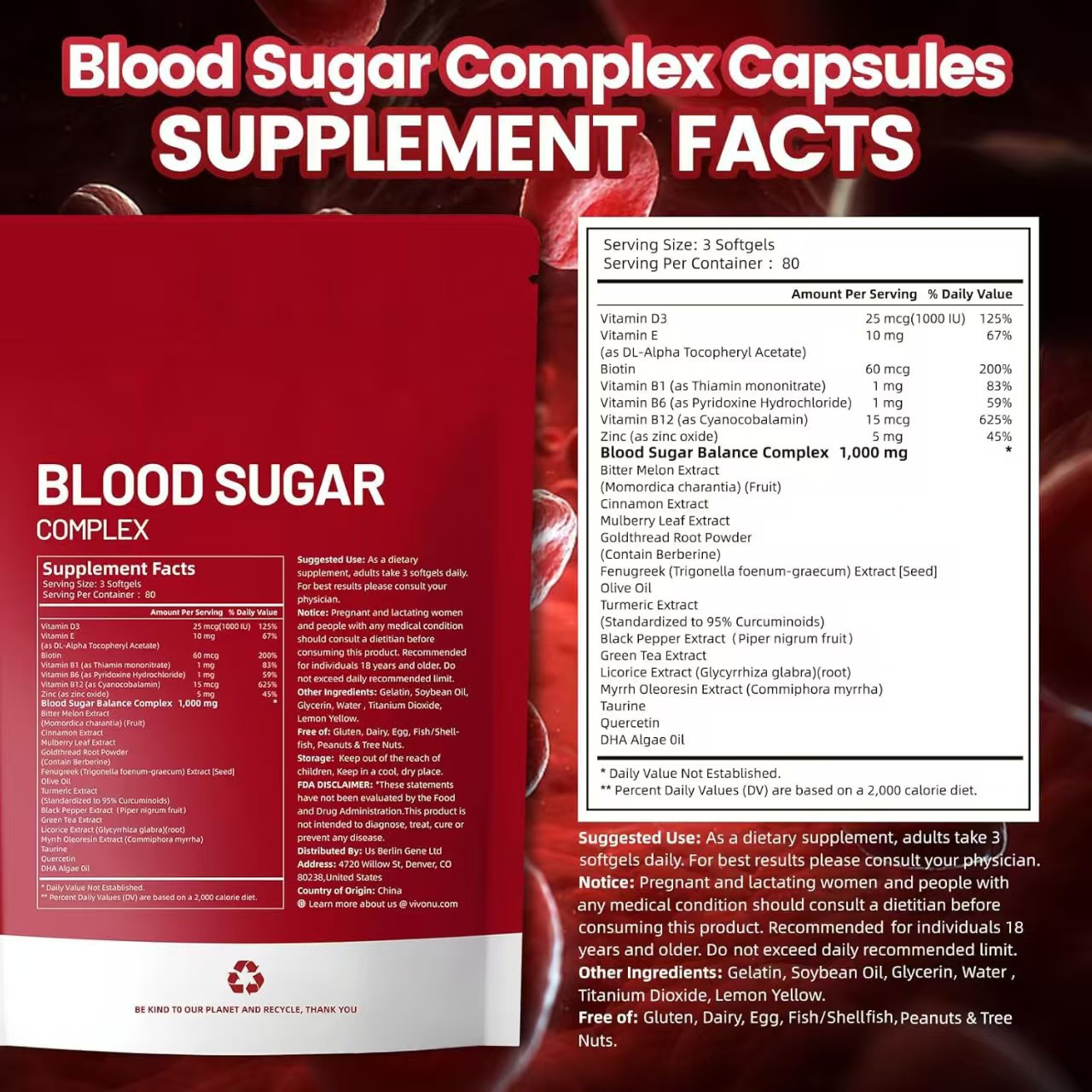 Softgel Blood Sugar Complex Compound