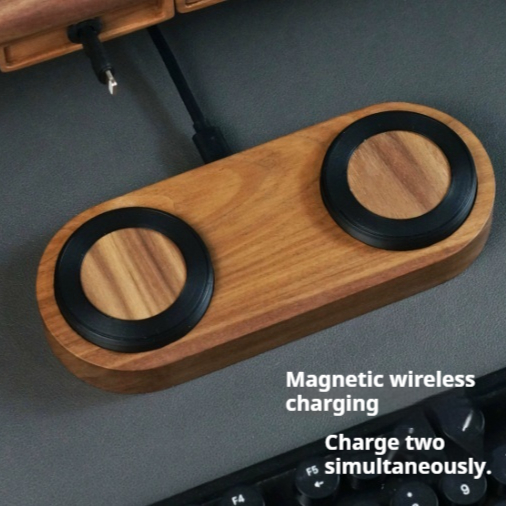 Solid Black Walnut Magnetic Wireless Fast Charger For Phones