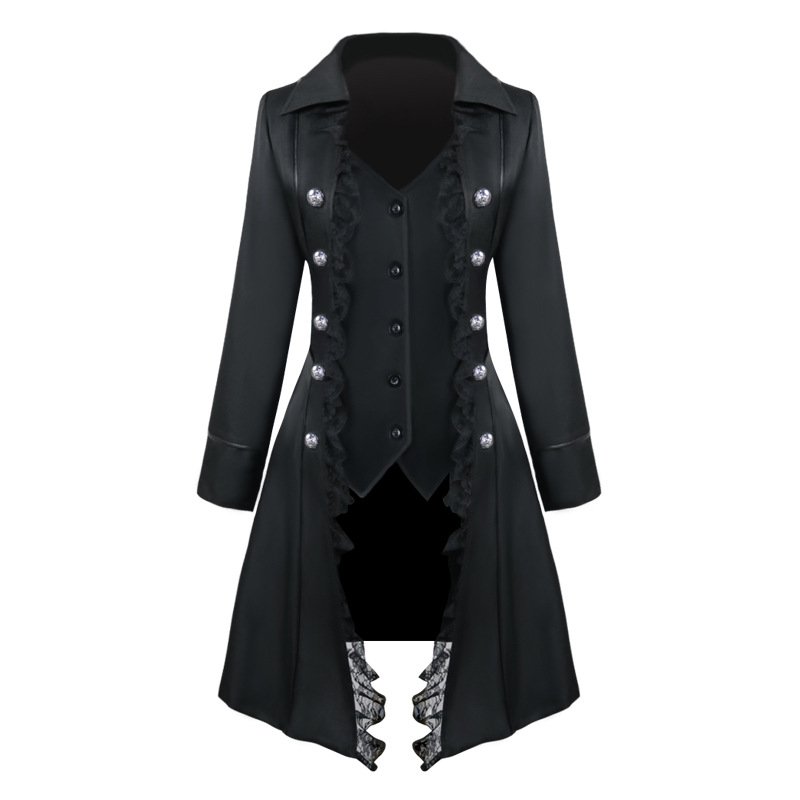 Solid-color Long-sleeve Three-button Womens Coat