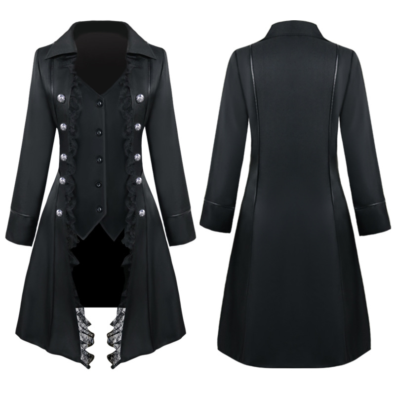 Solid-color Long-sleeve Three-button Womens Coat