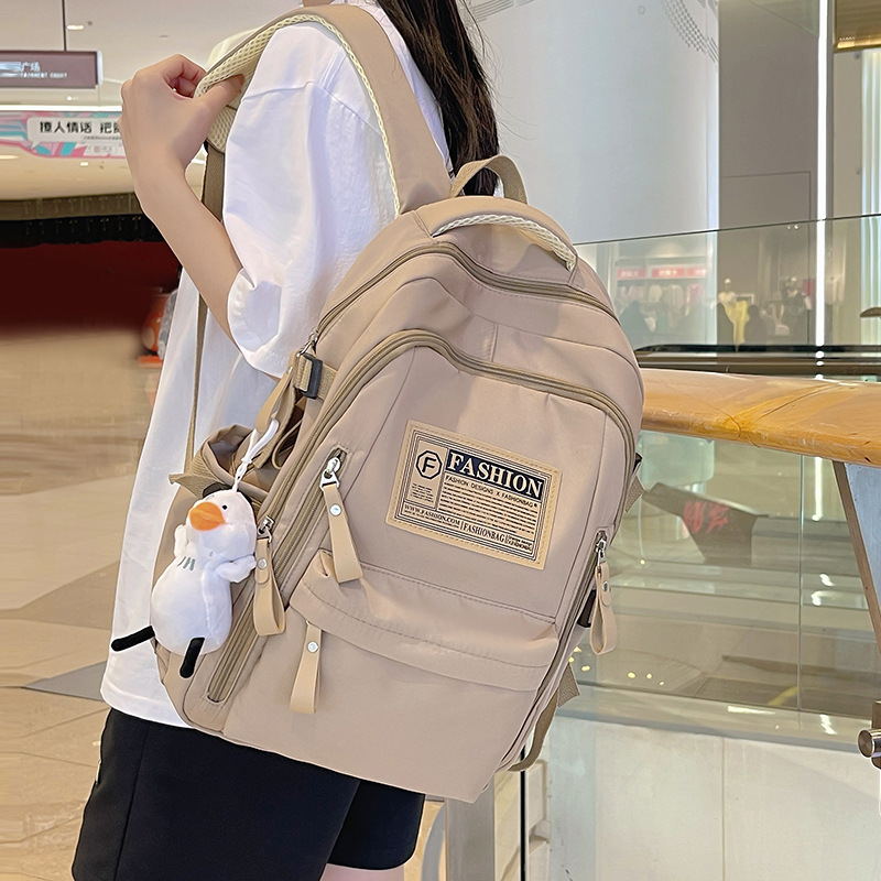 Solid Multi-pocket Backpack Korean Version Junior High School Students Schoolbag Outdoor