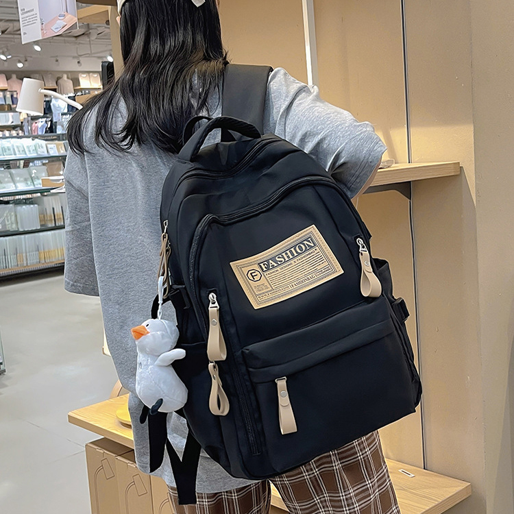 Solid Multi-pocket Backpack Korean Version Junior High School Students Schoolbag Outdoor