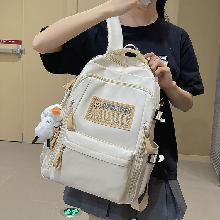 Solid Multi-pocket Backpack Korean Version Junior High School Students Schoolbag Outdoor