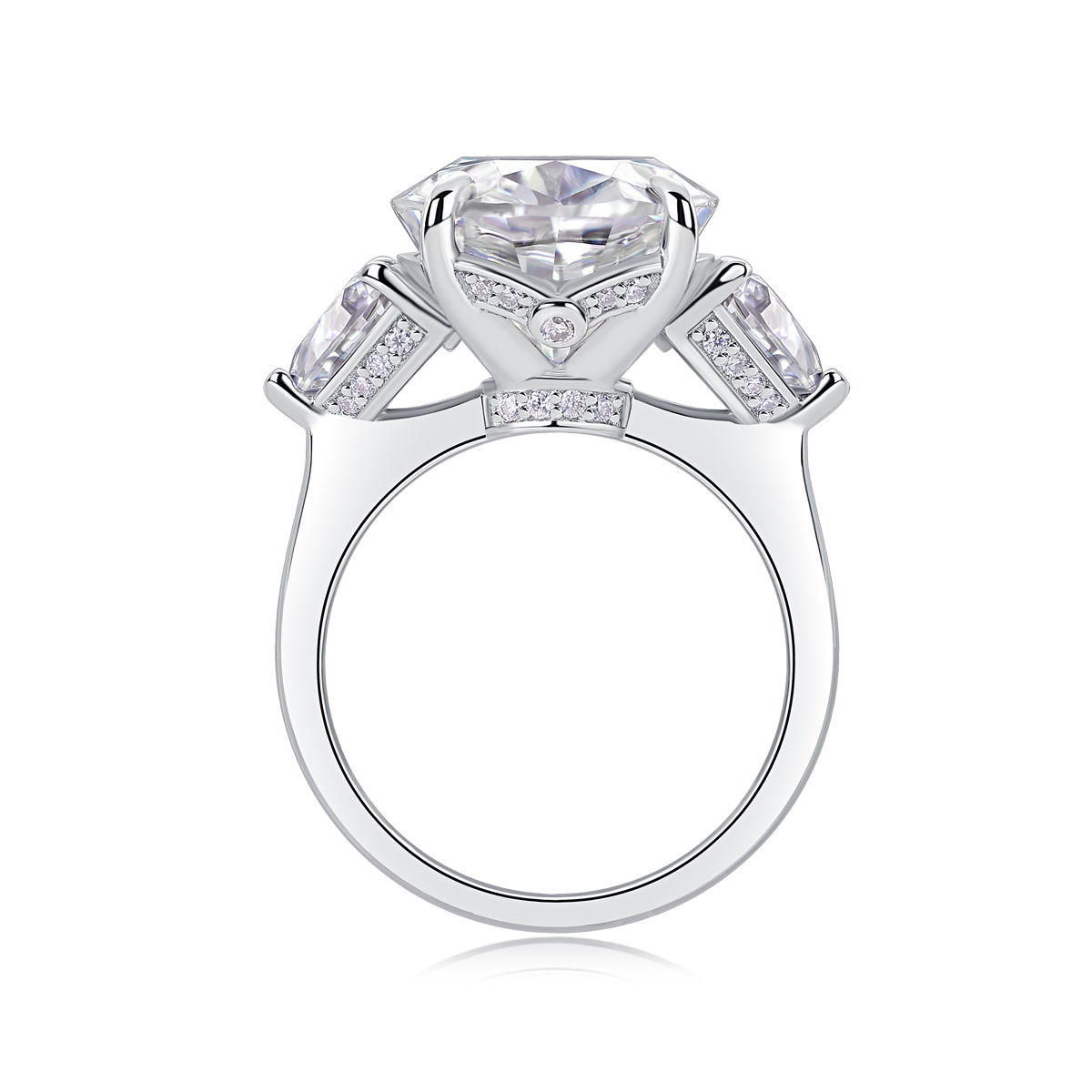 Soul Resonance - A Wedding Ring Set With Top-quality Egg-shaped Moissanite Silver And