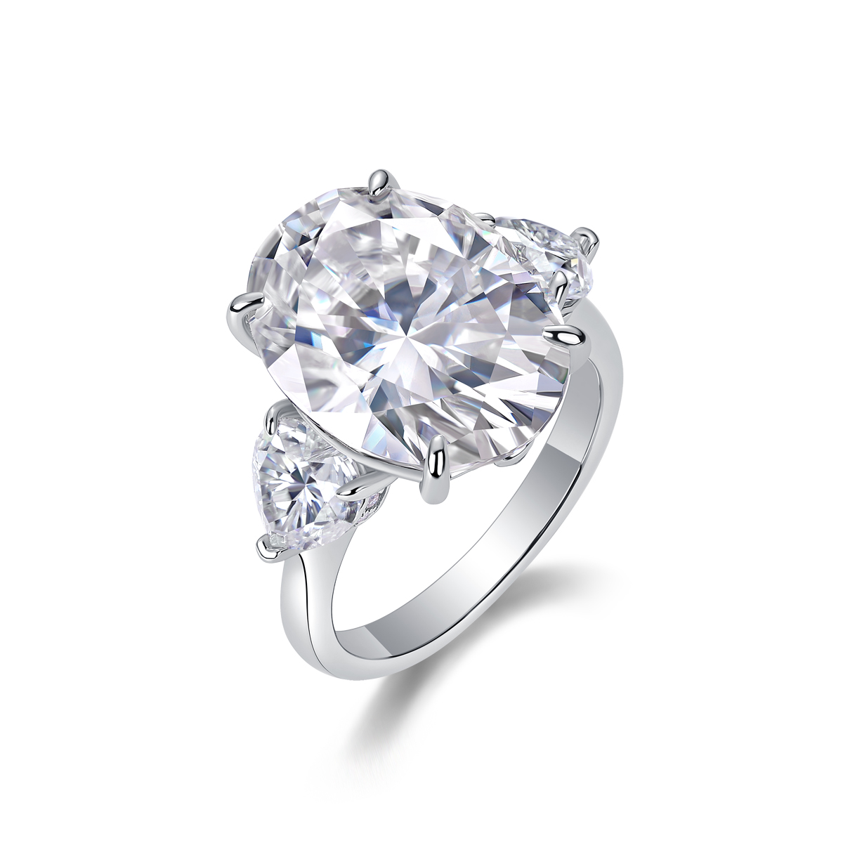 Soul Resonance - A Wedding Ring Set With Top-quality Egg-shaped Moissanite Silver And