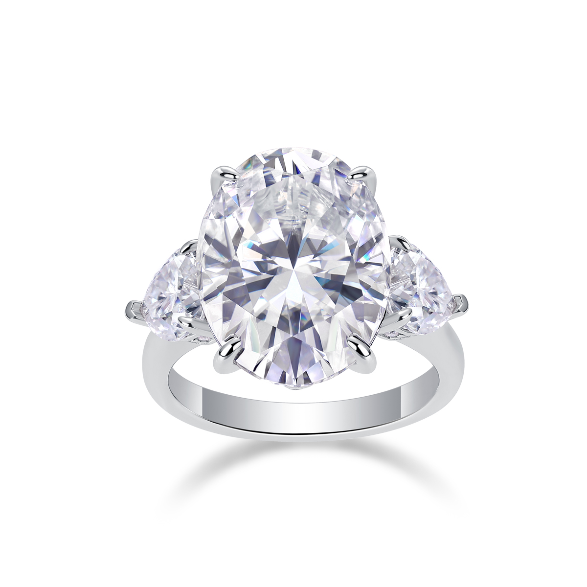 Soul Resonance - A Wedding Ring Set With Top-quality Egg-shaped Moissanite Silver And