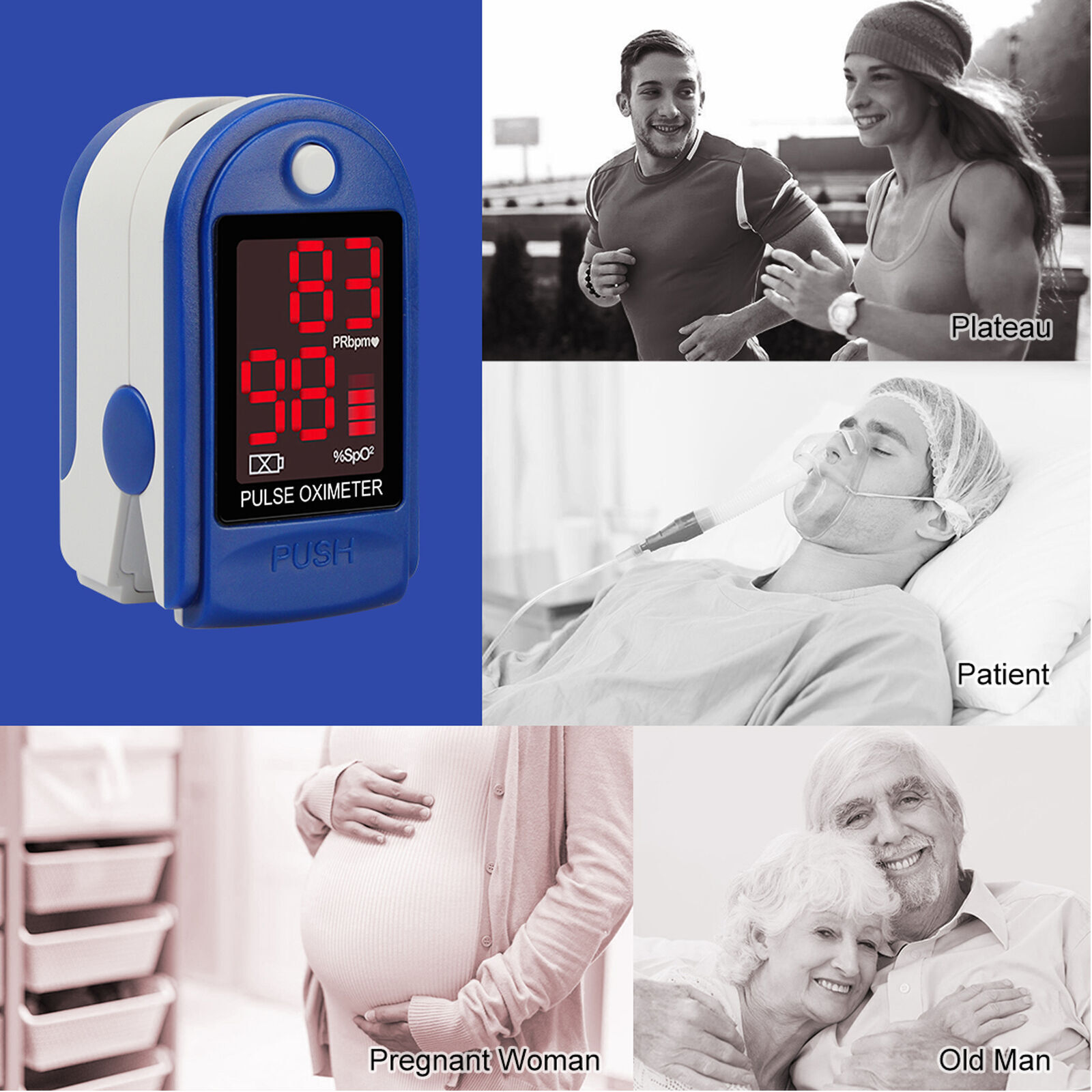 SpO2 Finger Pulse Oximeter, Blood Oxygen & Pulse Rate Monitor