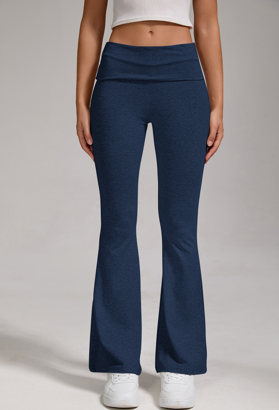 Sports, Leisure And Exercise Women's Low Waisted Flared Pants With Exposed Navel And