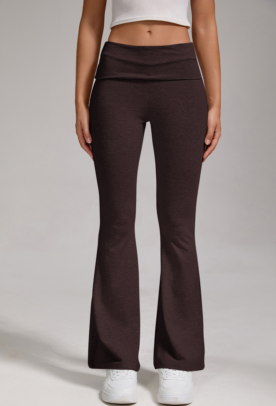 Sports, Leisure And Exercise Women's Low Waisted Flared Pants With Exposed Navel And