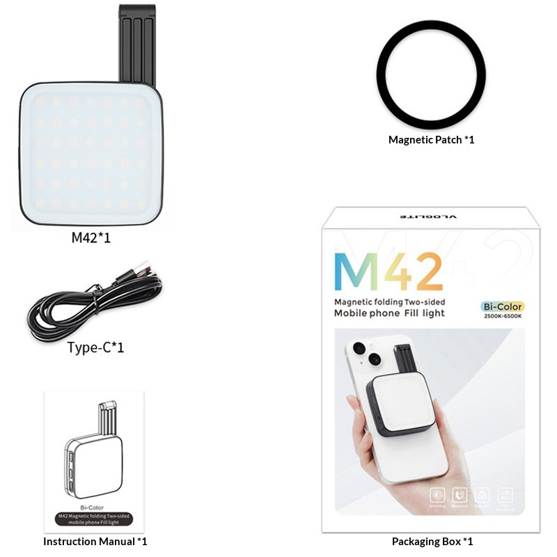 Square Magnetic-suction Foldable Dual-sided Fill Light For Mobile Livestreaming