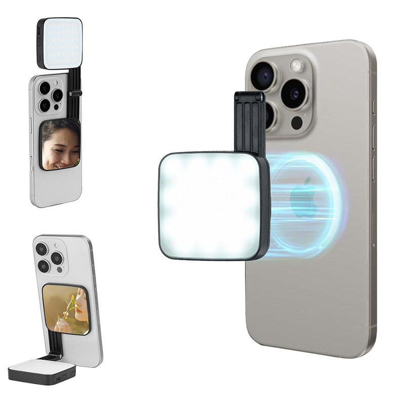 Square Magnetic-suction Foldable Dual-sided Fill Light For Mobile Livestreaming