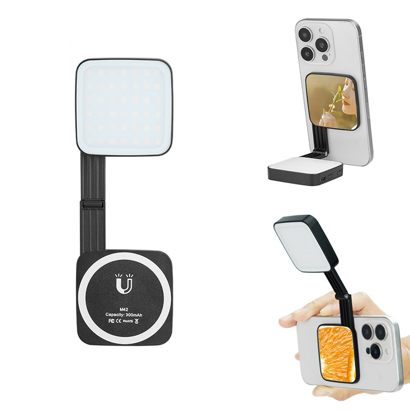 Square Magnetic-suction Foldable Dual-sided Fill Light For Mobile Livestreaming