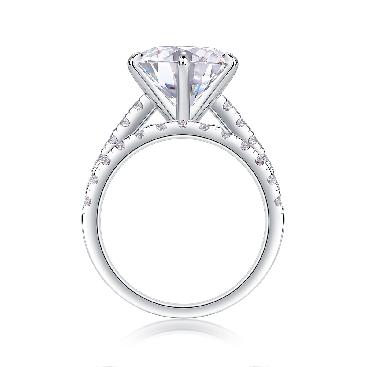 Star Double Dance - A 5-carat Silver Diamond Ring Set With Top-quality Moissanite And