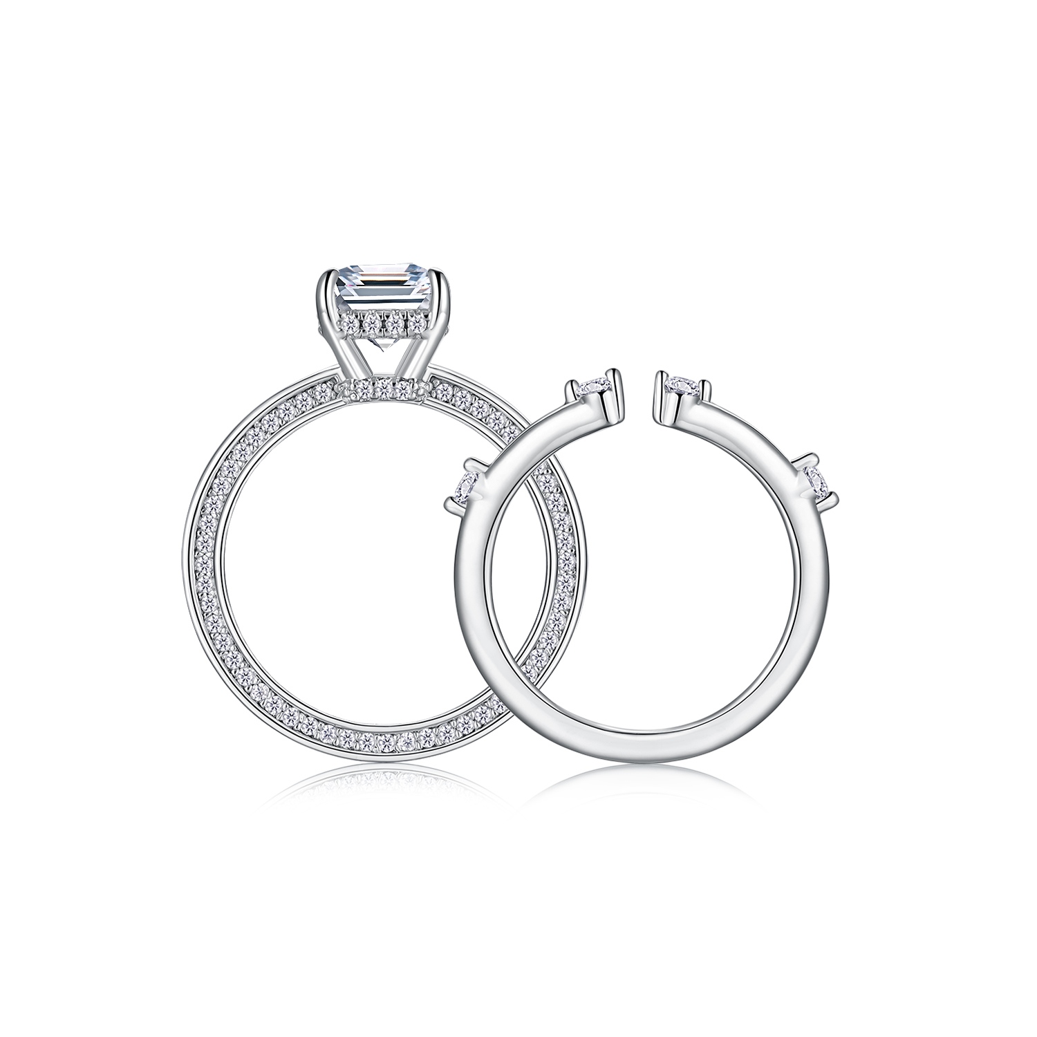 Star Eye Ring - Set With Top-quality Octagonal Moissanite Silver And Platinum-plated