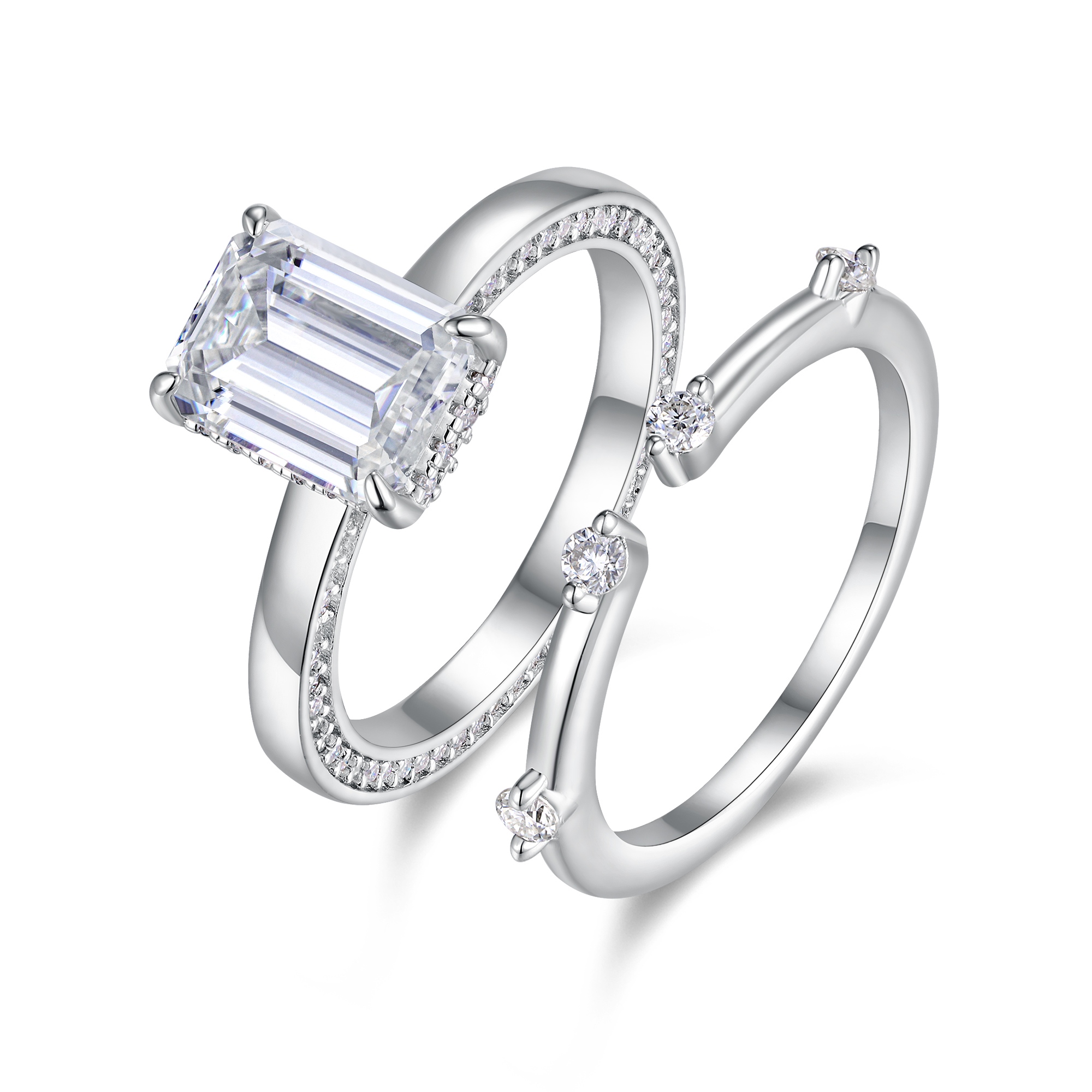 Star Eye Ring - Set With Top-quality Octagonal Moissanite Silver And Platinum-plated