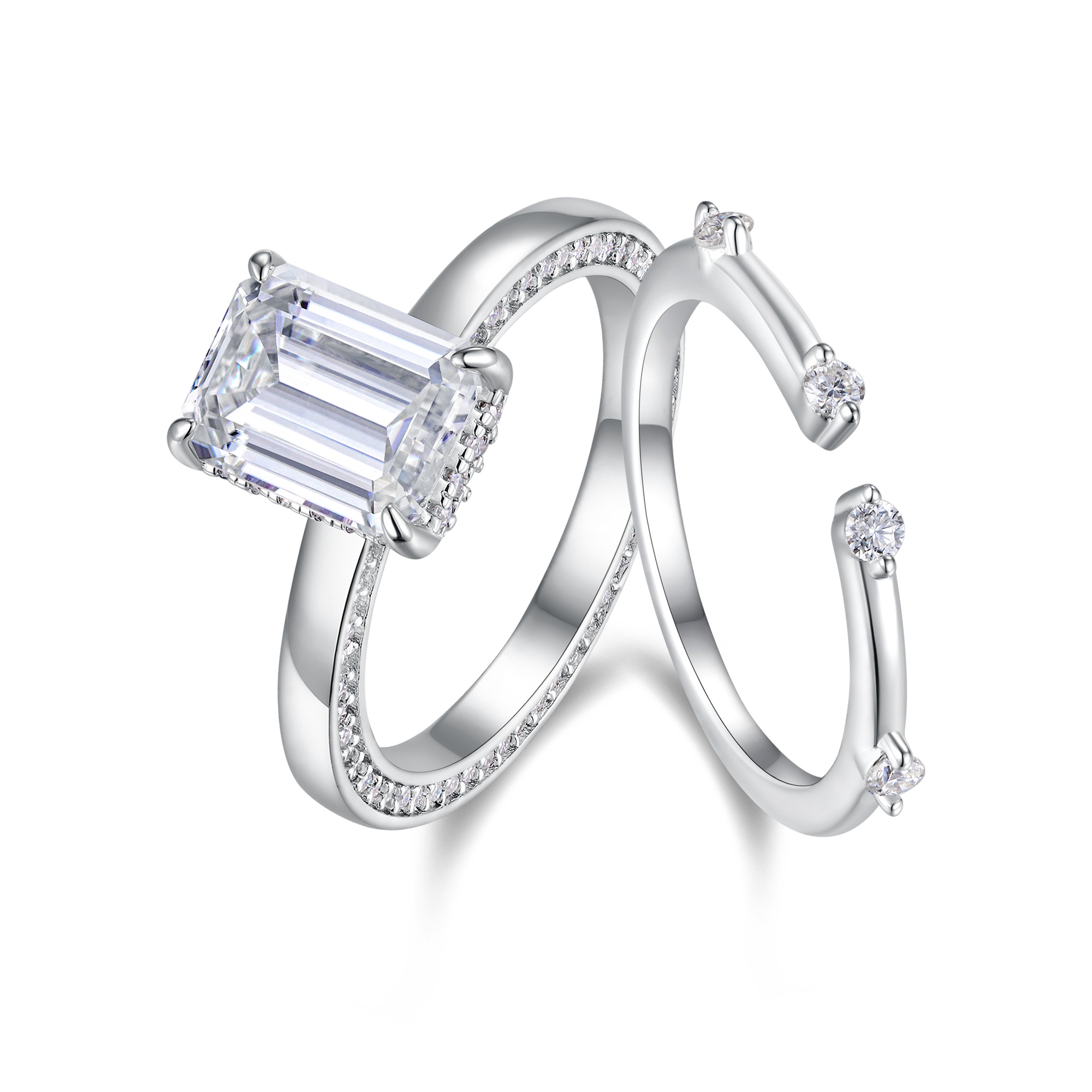 Star Eye Ring - Set With Top-quality Octagonal Moissanite Silver And Platinum-plated