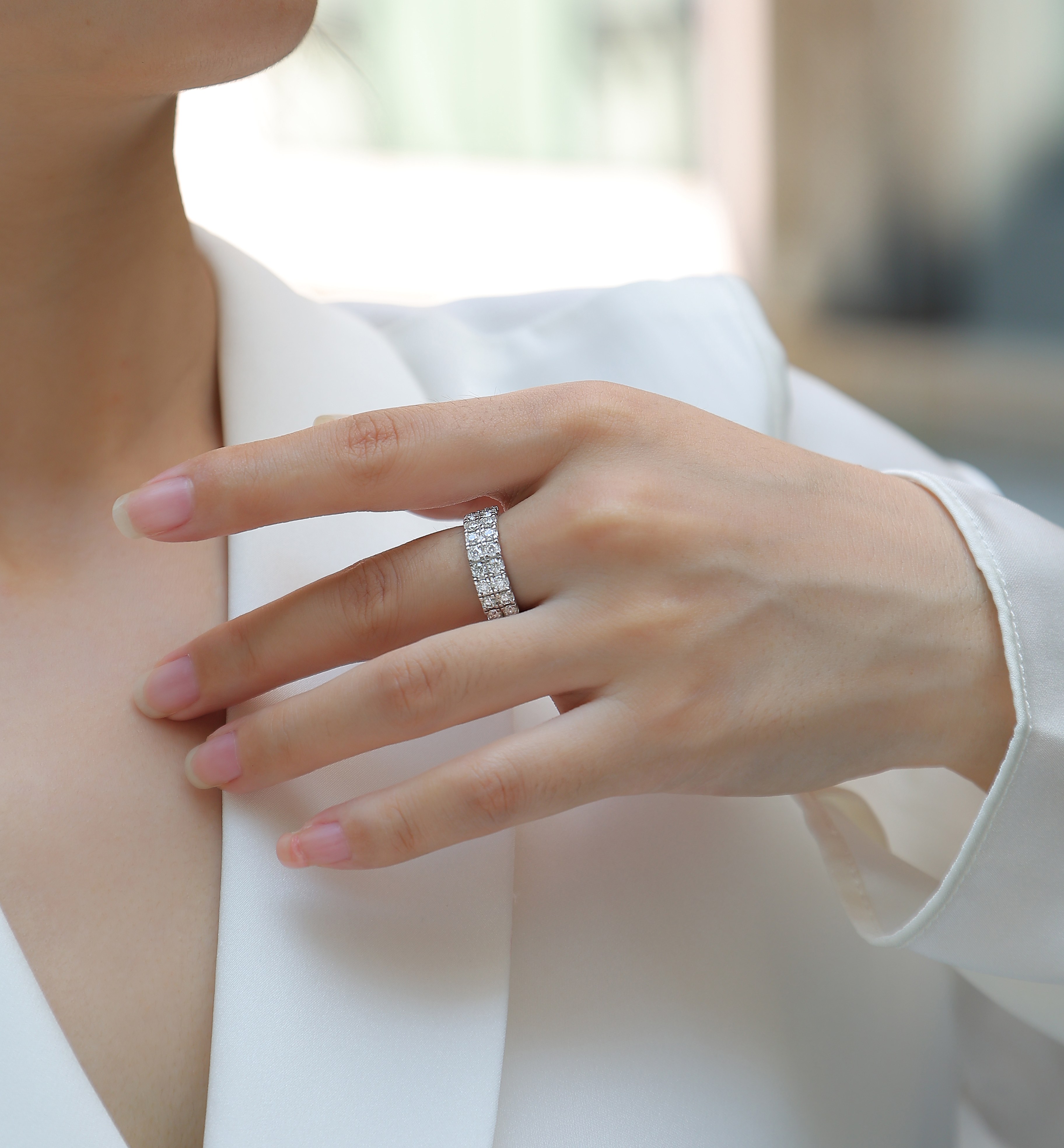 Starry Sky - A Wedding Ring Set With Top-quality Moissanite Silver And Platinum-plated