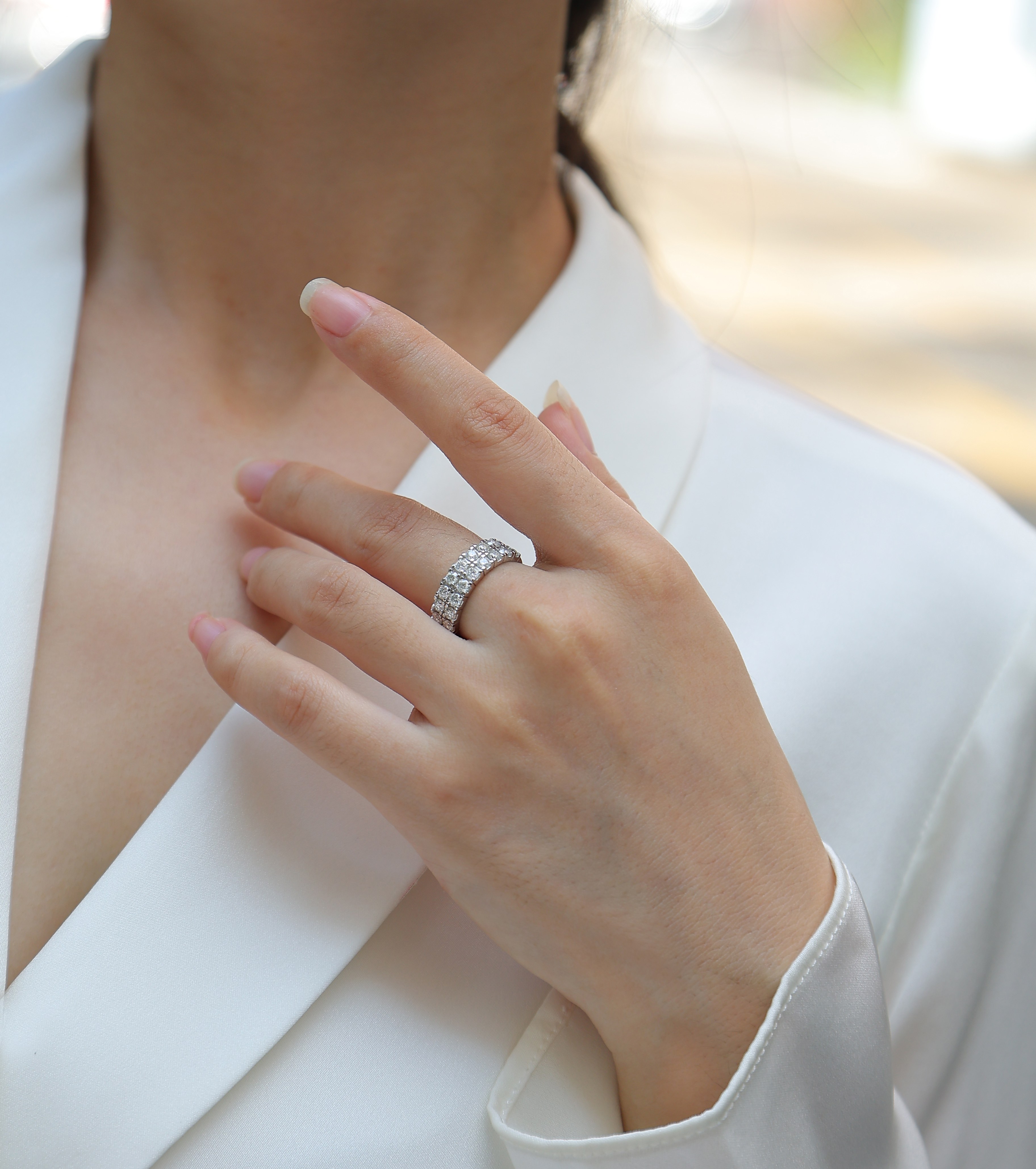 Starry Sky - A Wedding Ring Set With Top-quality Moissanite Silver And Platinum-plated