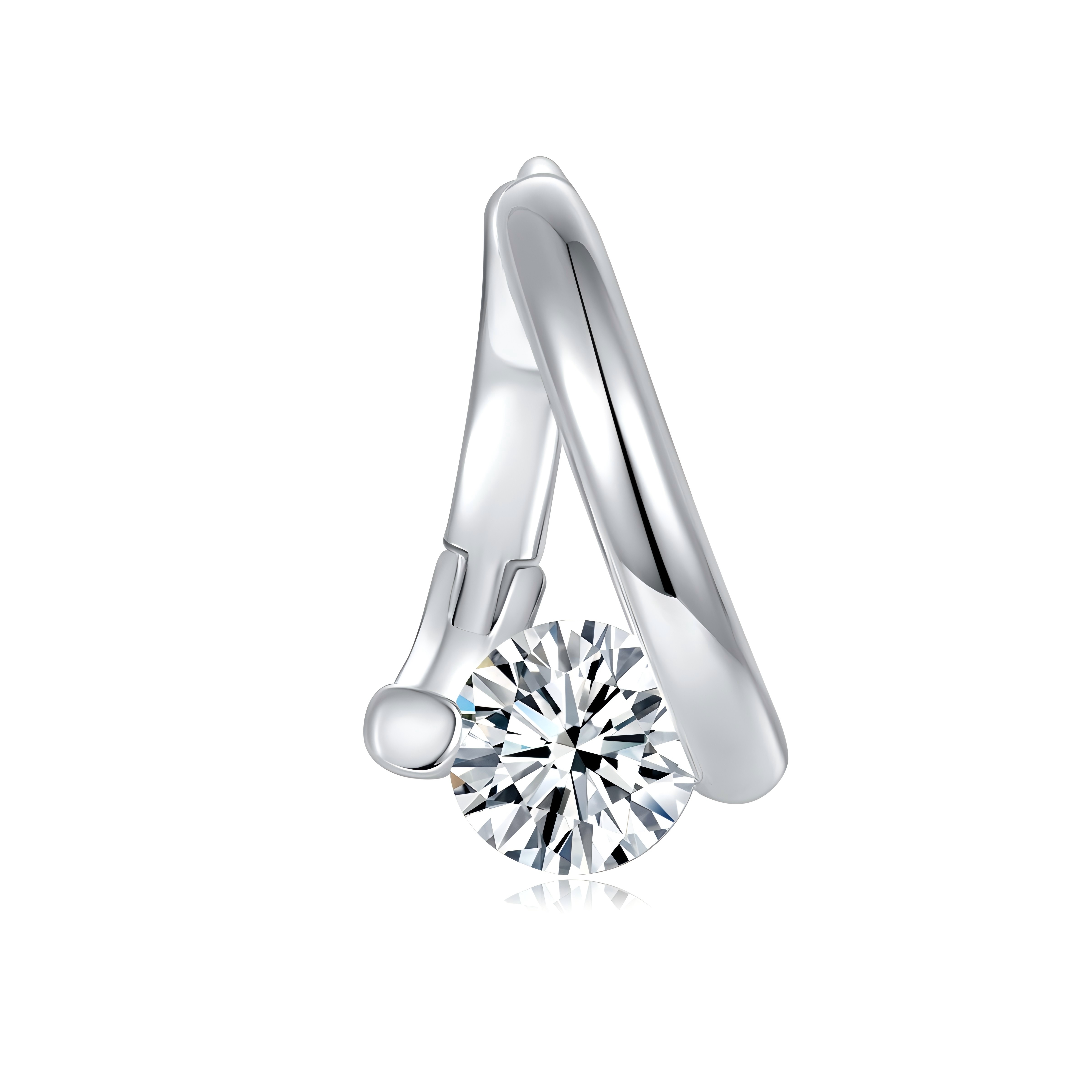 Sterling Silver 0.5CT Moissanite Hoop Earrings Round Cut Bottom Set Huggie Hoop With GRA